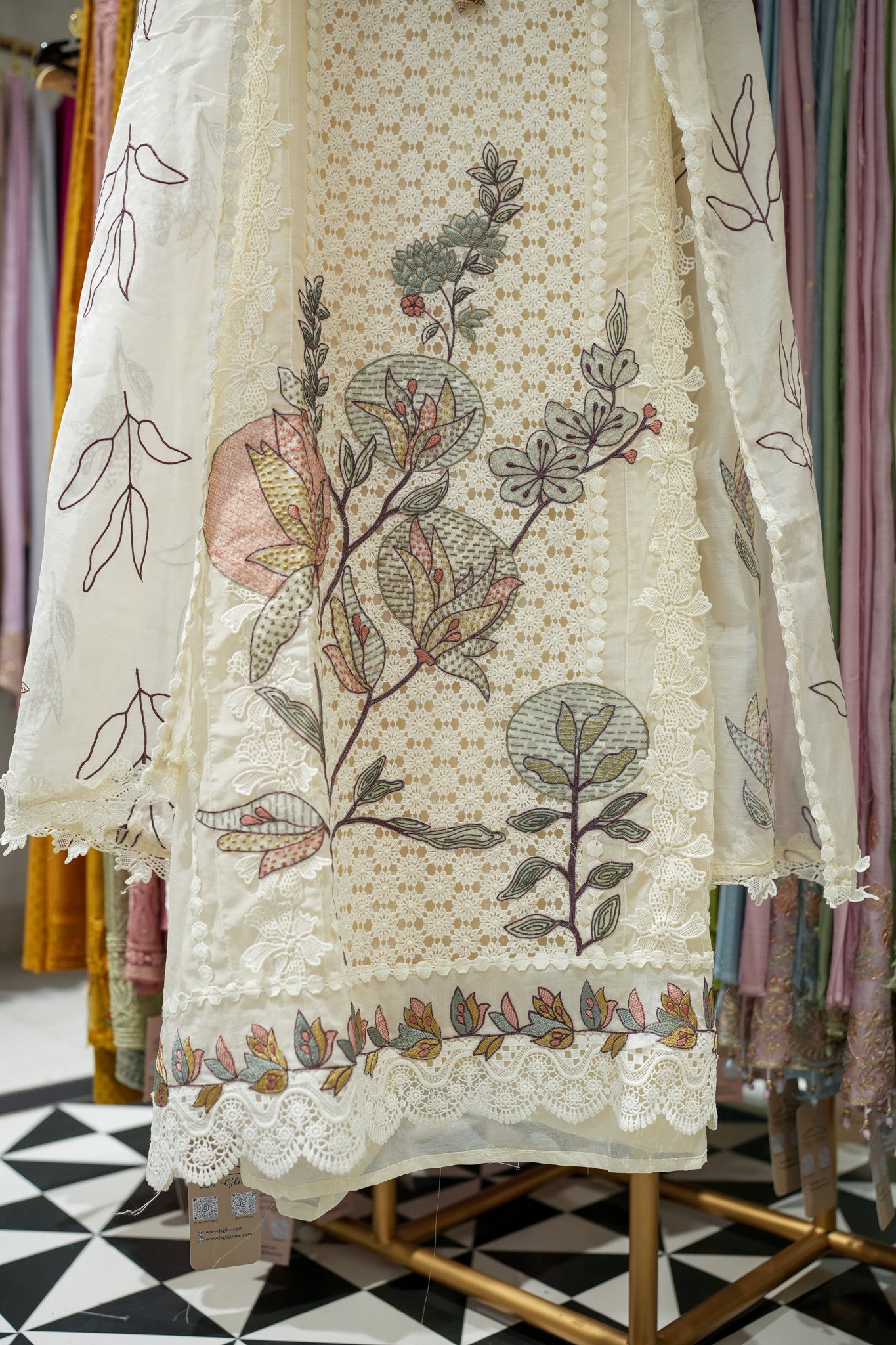 Finah Cotton Schiffli Unstitched Suit