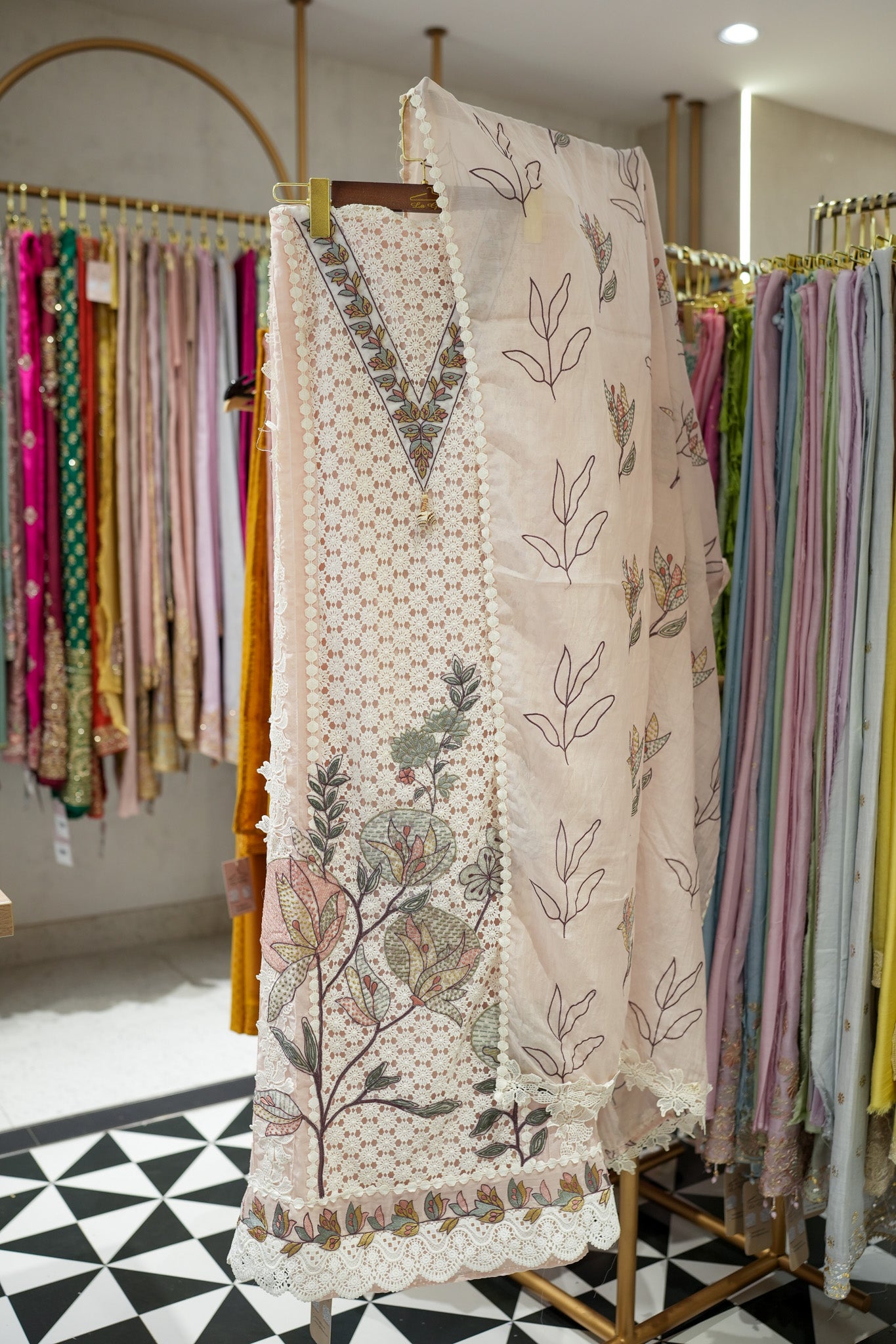Finah Cotton Schiffli Unstitched Suit