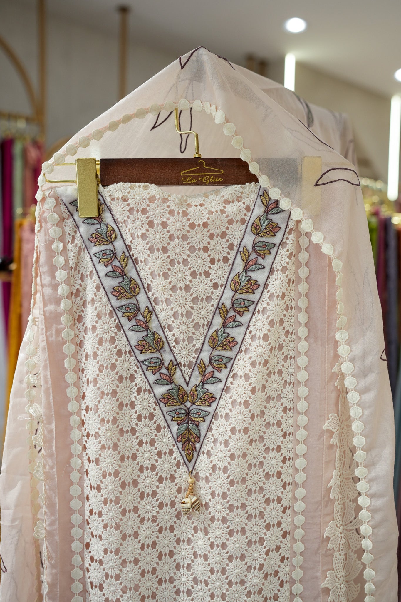 Finah Cotton Schiffli Unstitched Suit