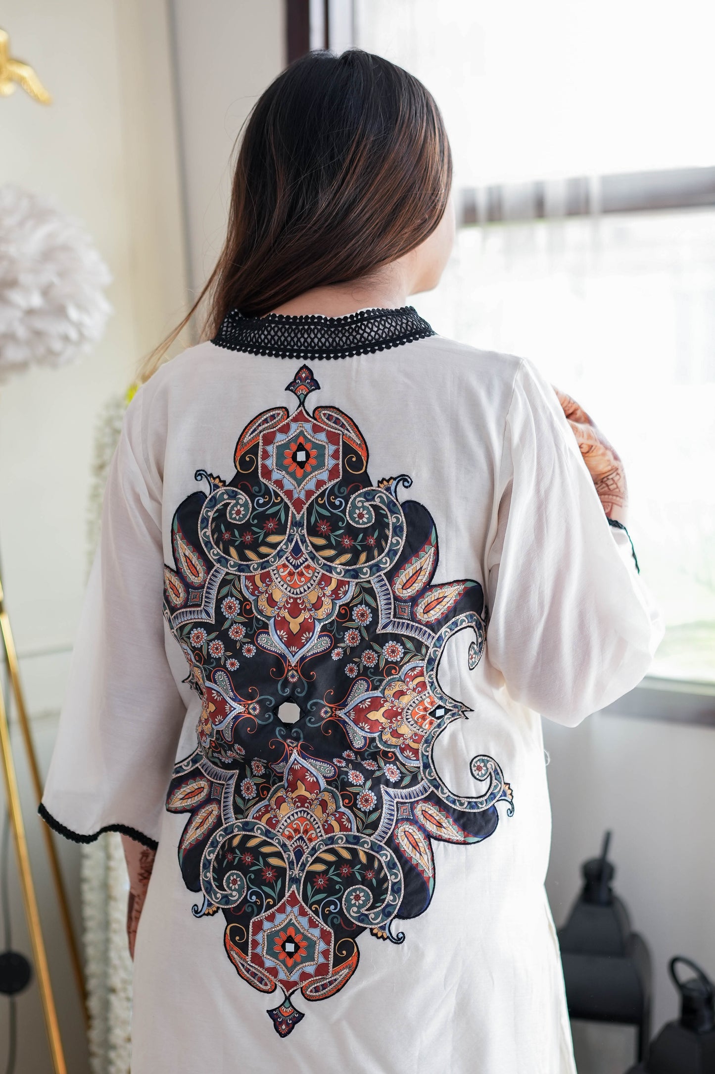 White Patch Work Plazo Set