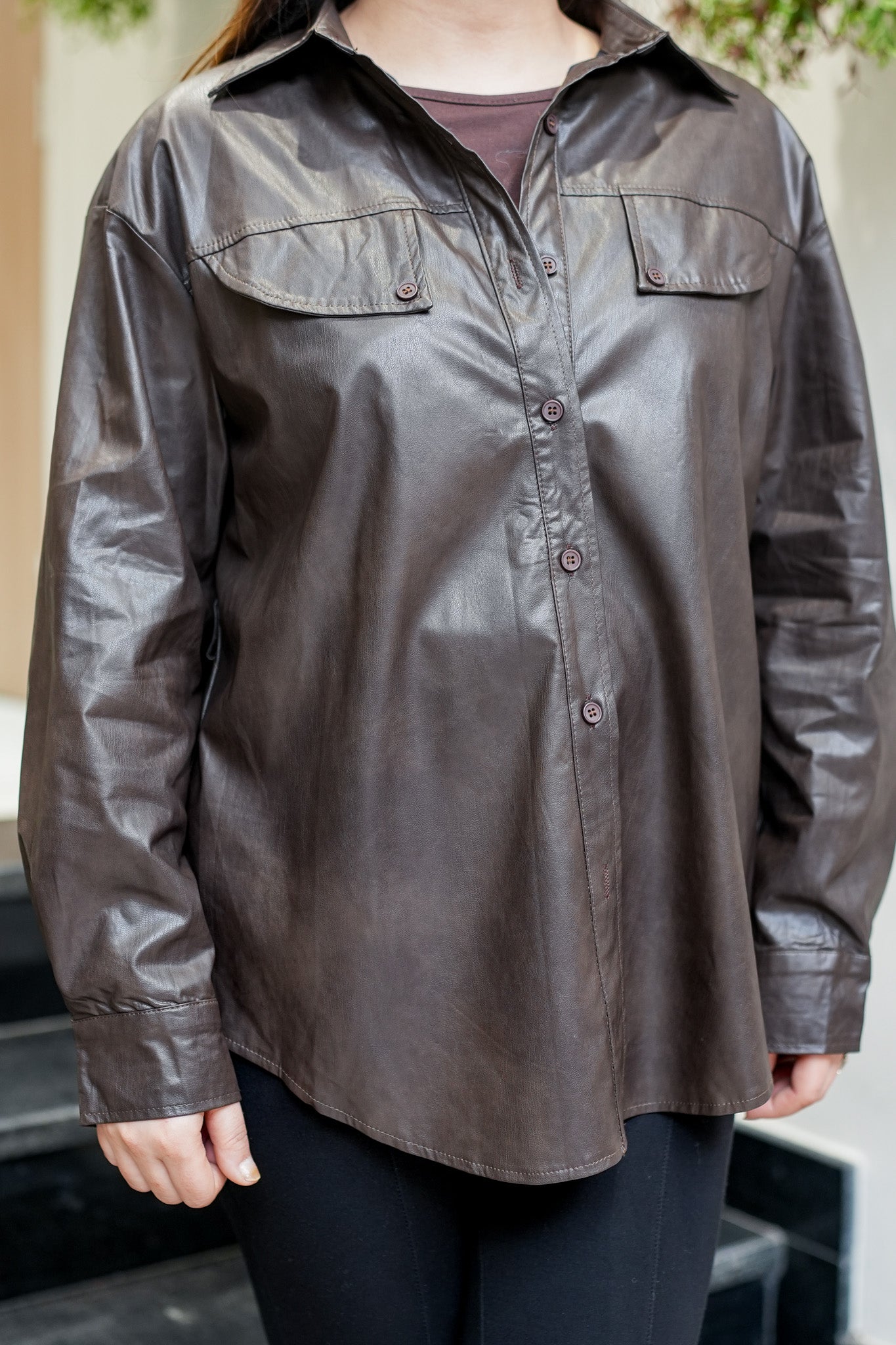 Calista Leather Shirt Jacket with Belt