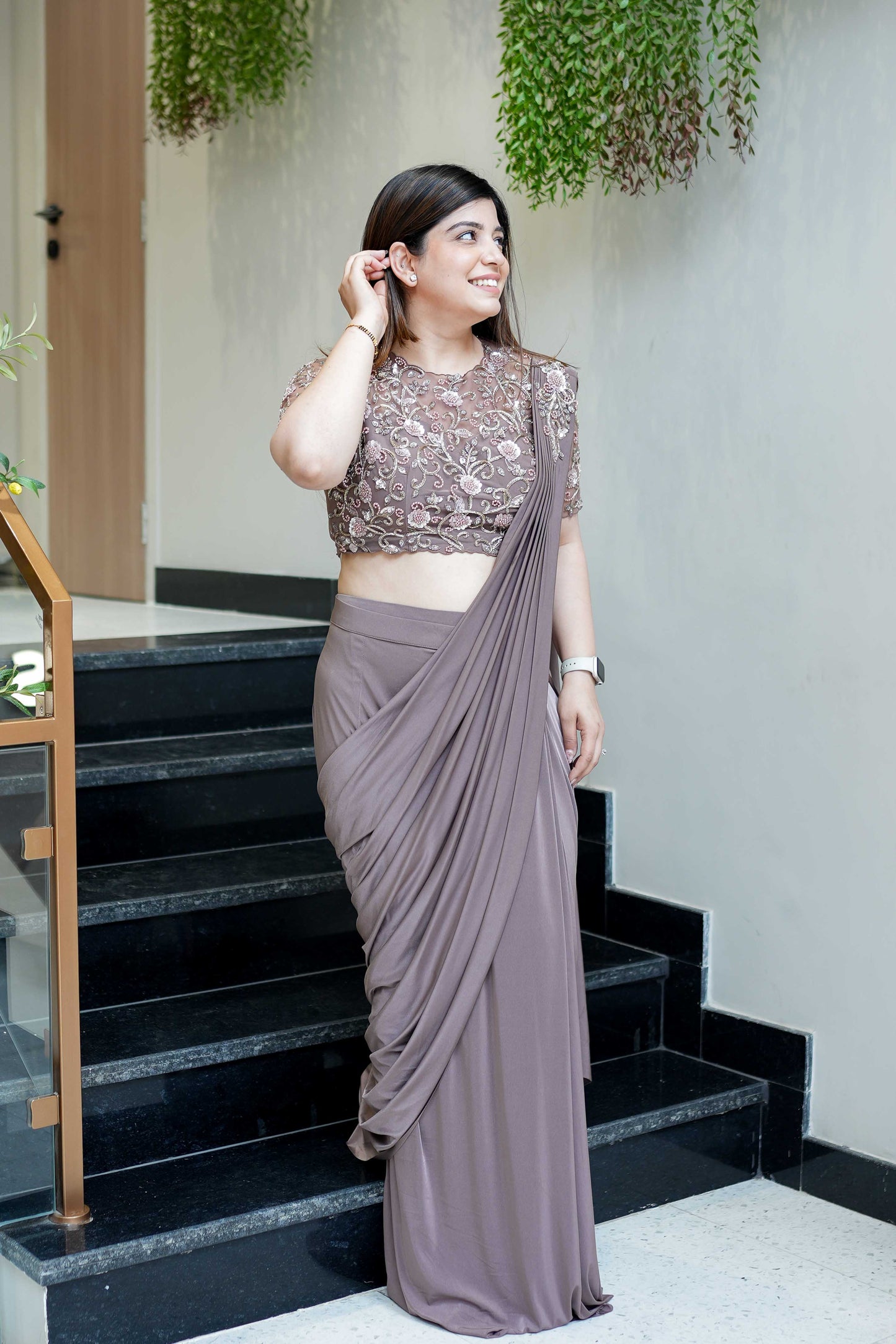 Nyla Hand Embroidered Drape Saree