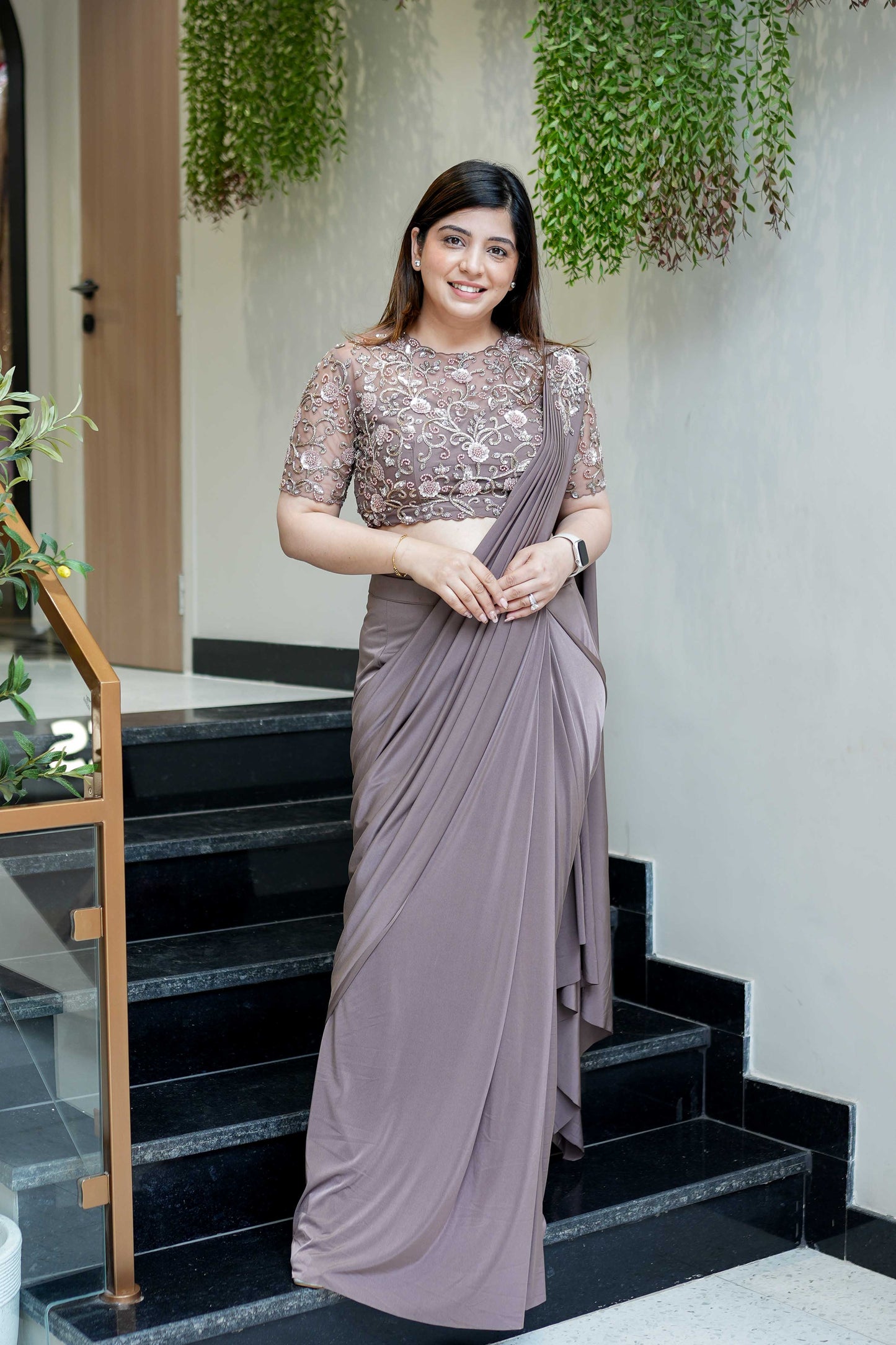 Nyla Hand Embroidered Drape Saree