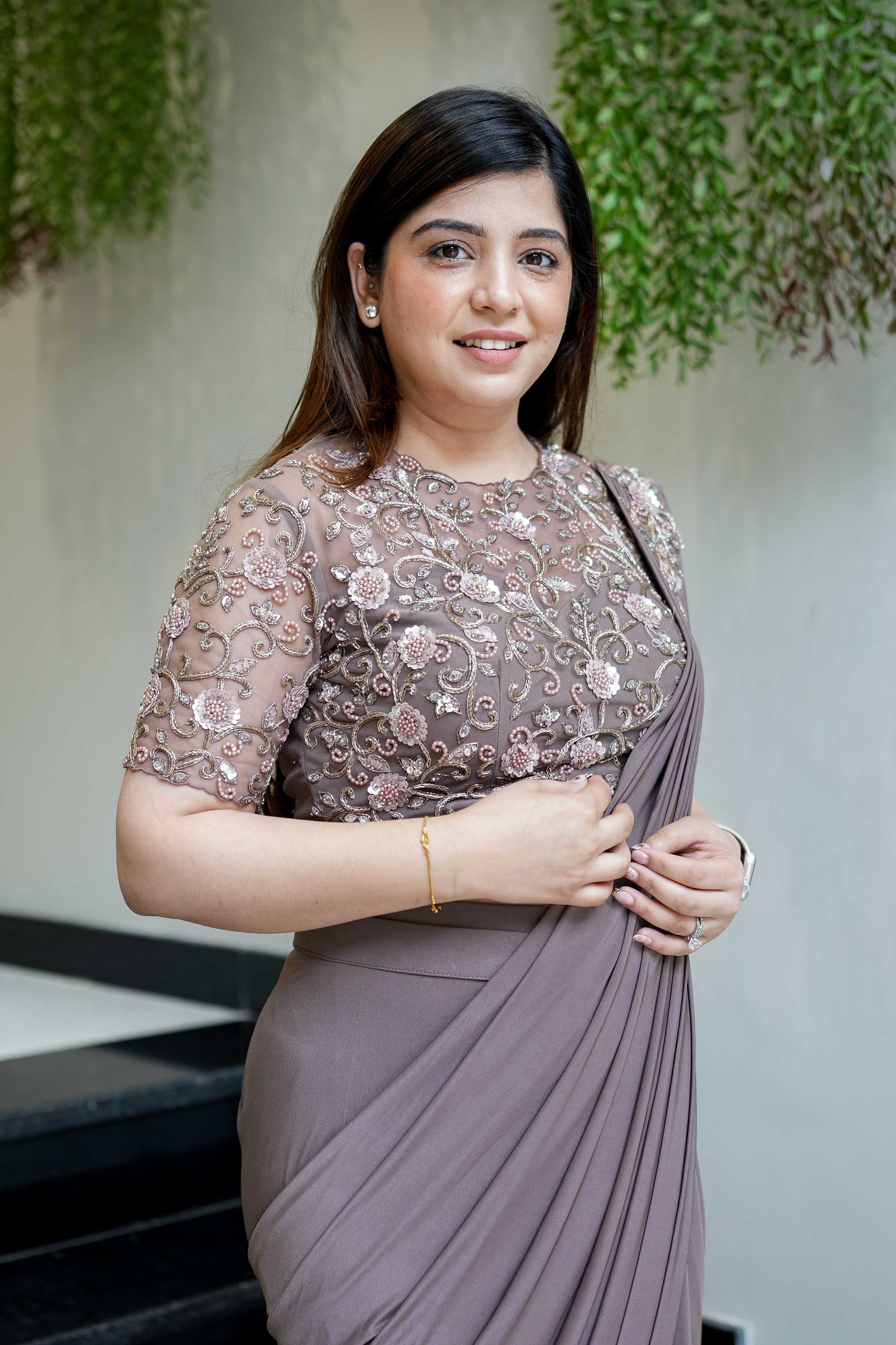 Nyla Hand Embroidered Drape Saree
