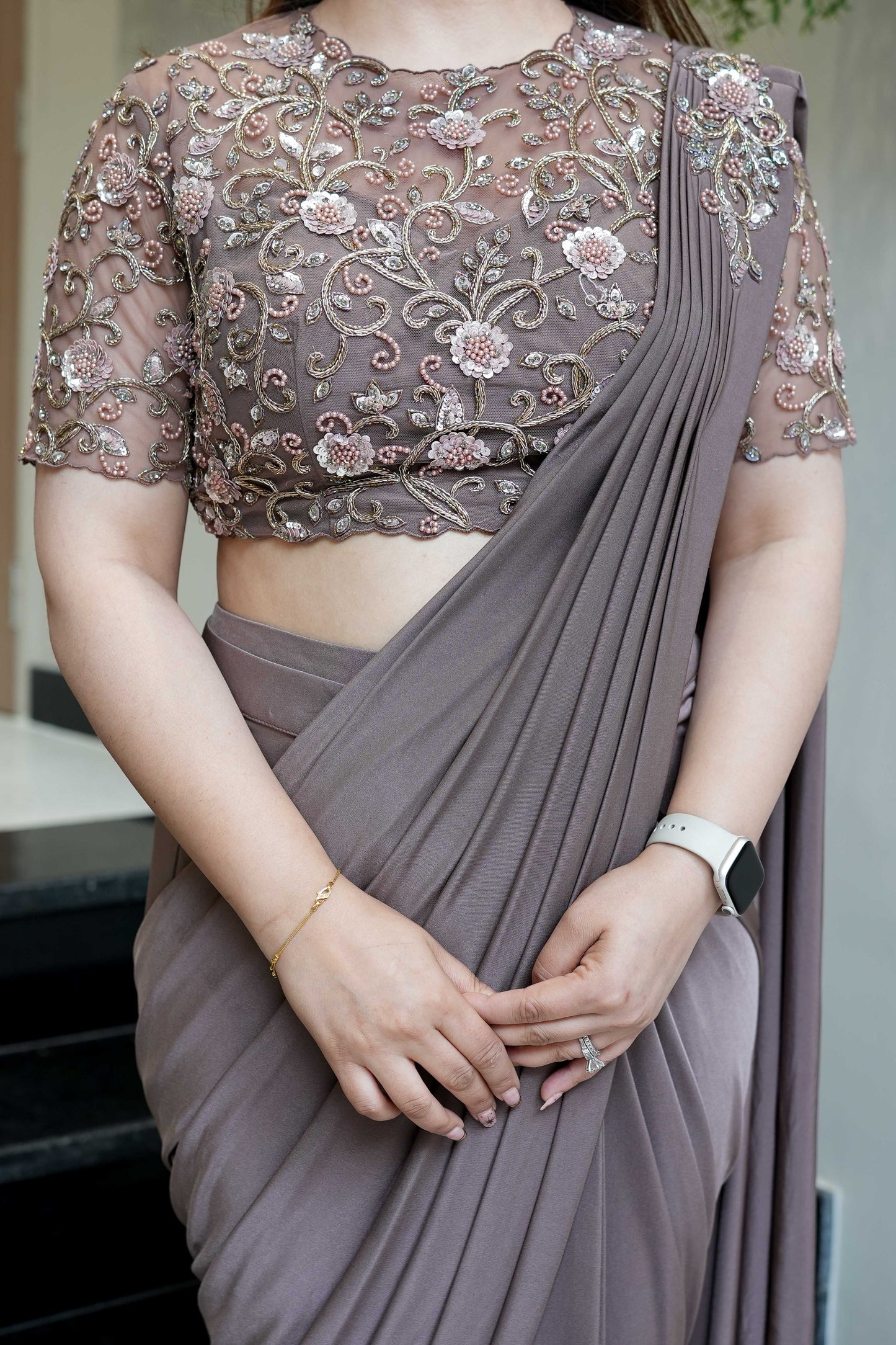 Nyla Hand Embroidered Drape Saree