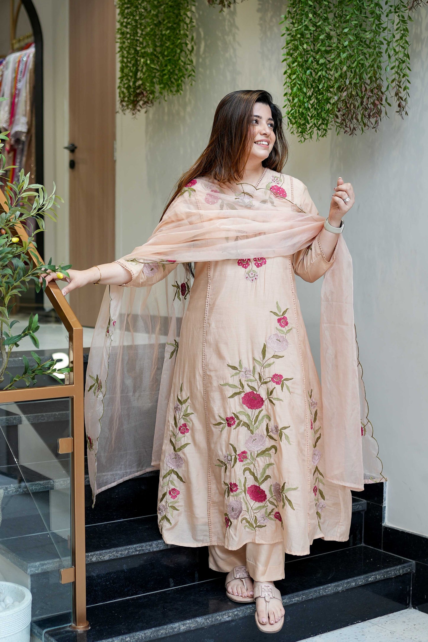 Sukh Floral Detailing Anarkali Suit Set