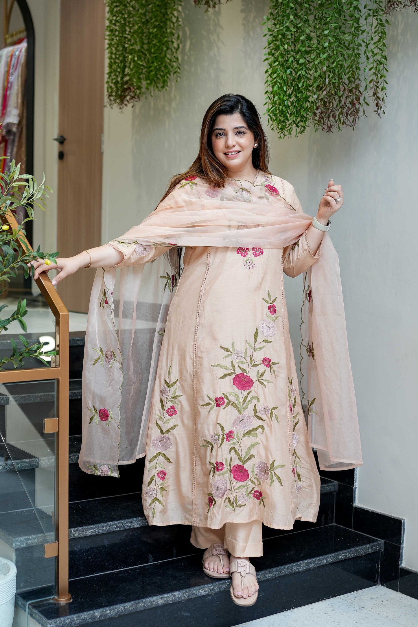 Sukh Floral Detailing Anarkali Suit Set