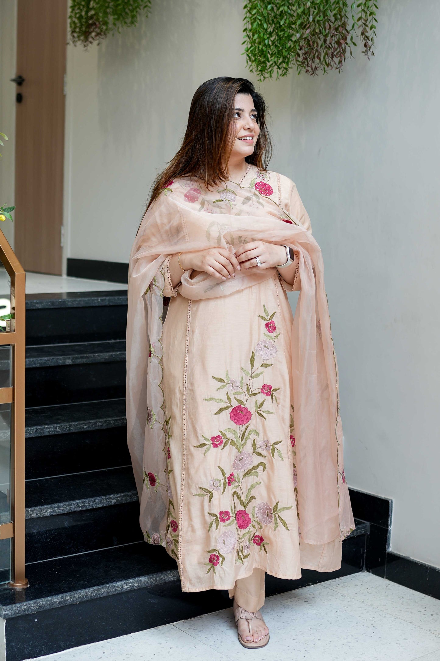 Sukh Floral Detailing Anarkali Suit Set