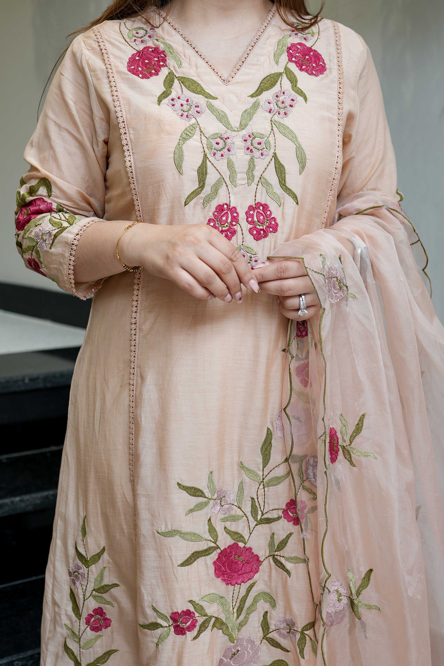Sukh Floral Detailing Anarkali Suit Set