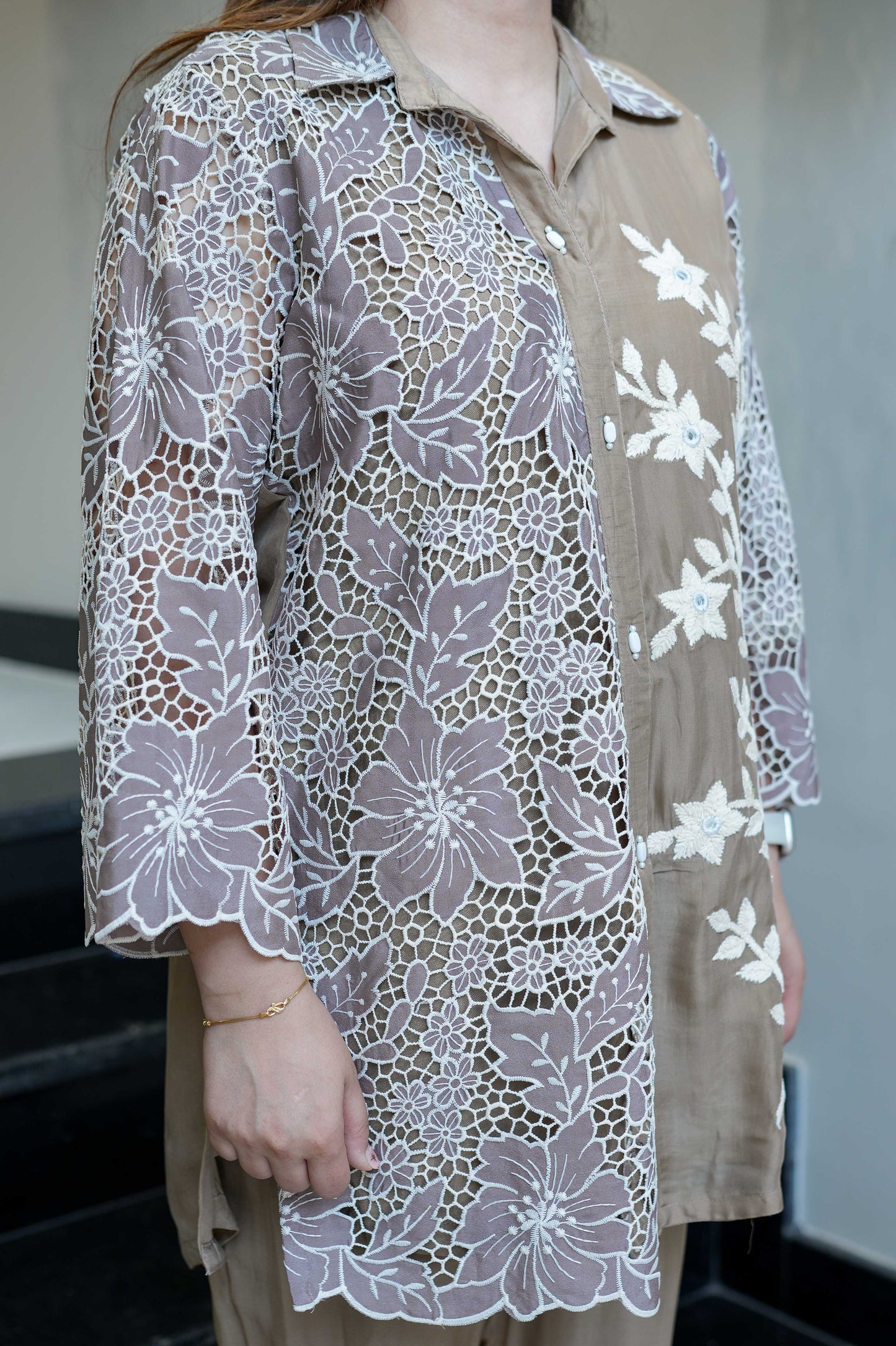 Hasrat Schiffli Embroidery Cord Set