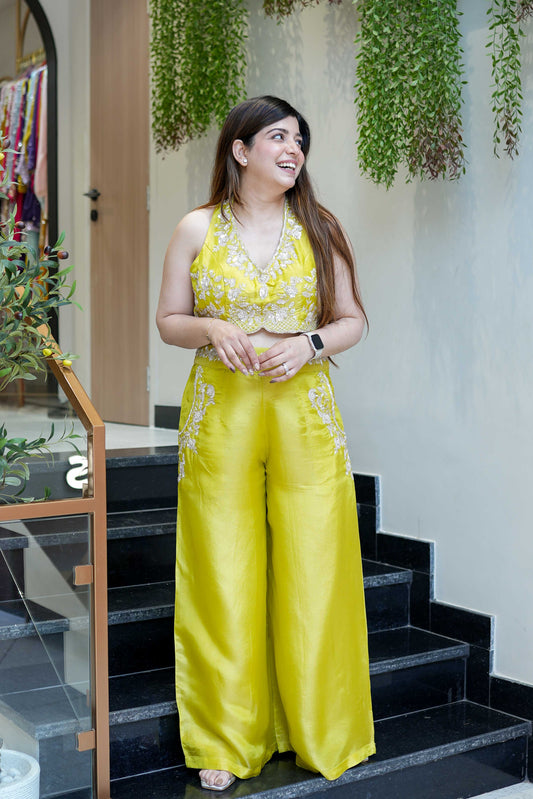 Raha Green Hand Embroidered Co ord Set