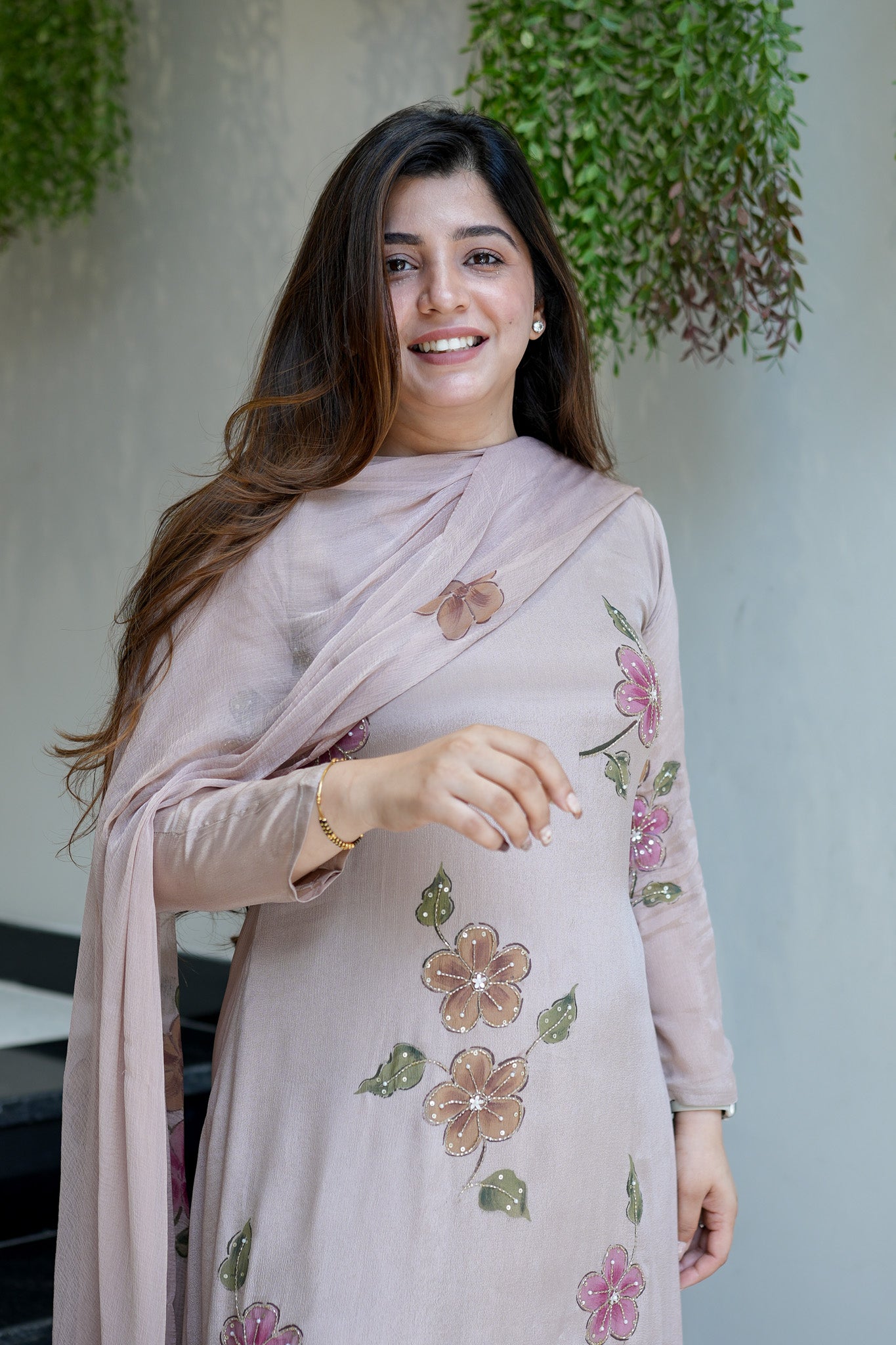 Safina Floral Detailing Anarkali Suit Set