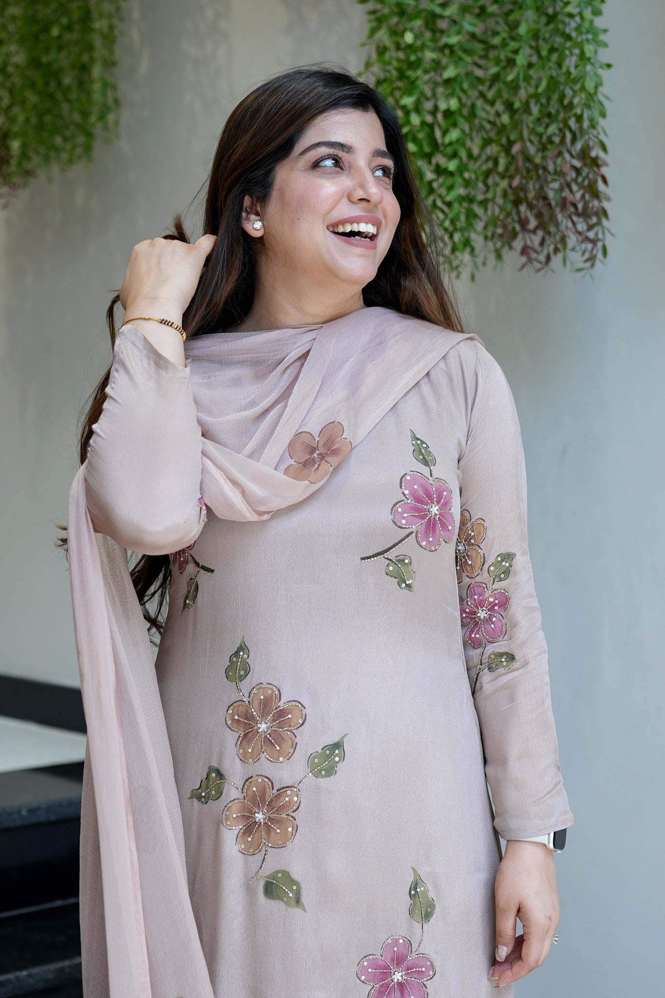 Safina Floral Detailing Anarkali Suit Set