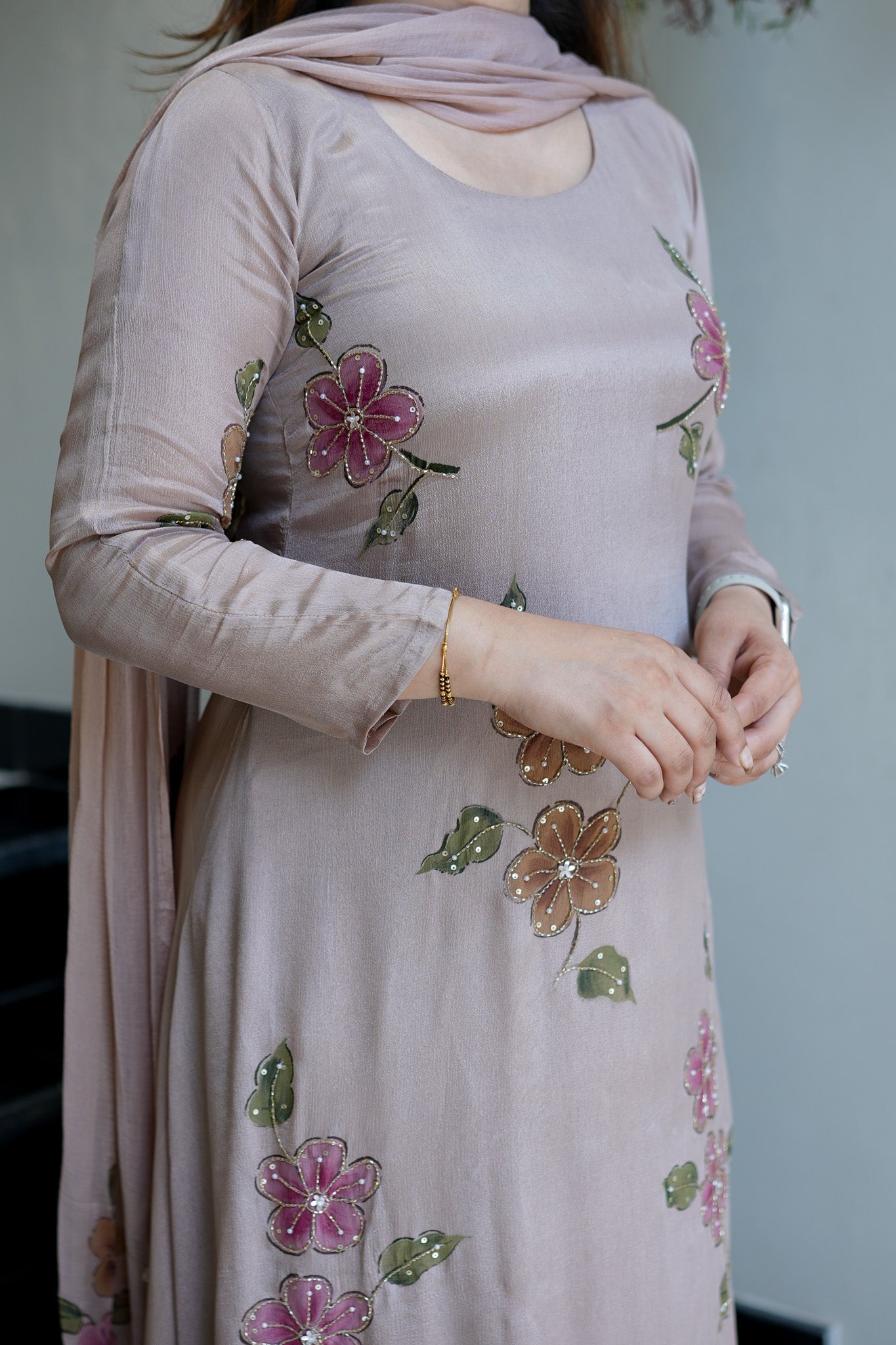 Safina Floral Detailing Anarkali Suit Set