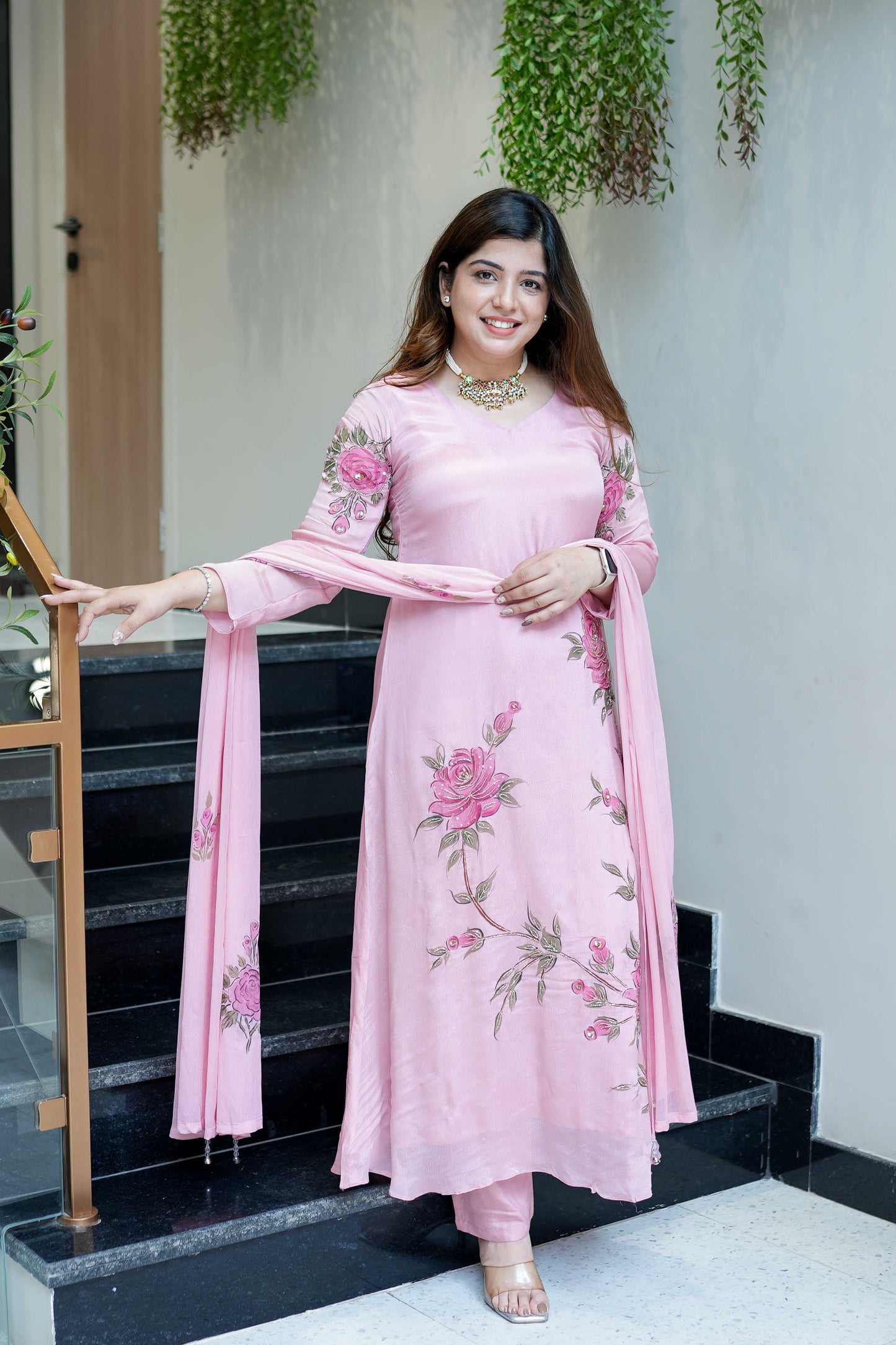 Diya Hand Painted Anarkali Suit Set