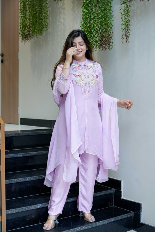 Anvita Hand Embroidered Silk Suit Set