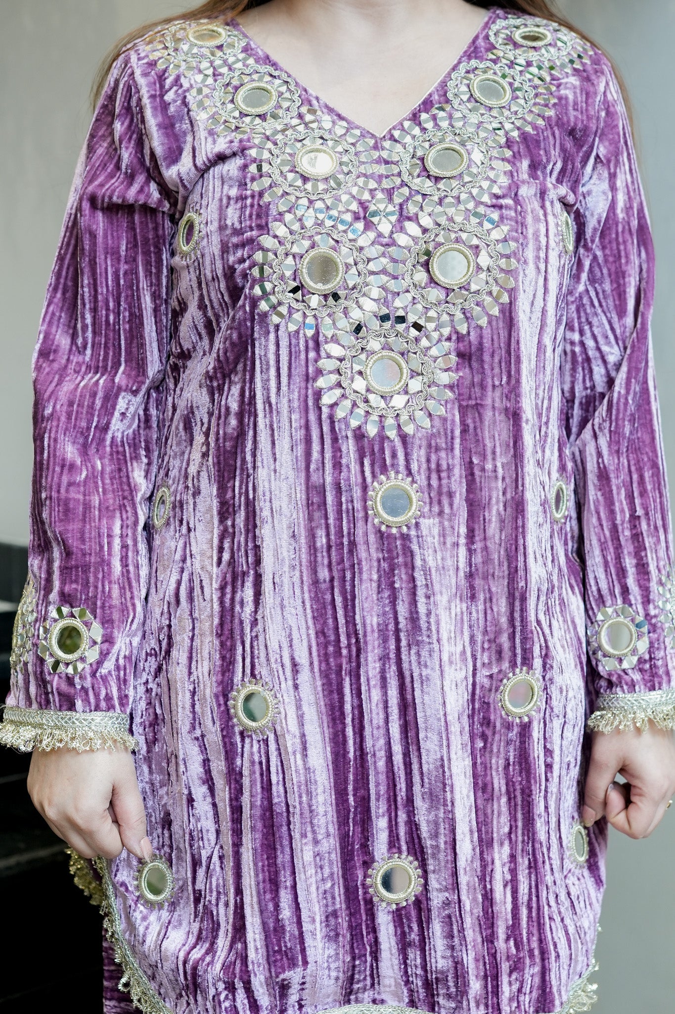 Mishka Embroidered Velvet Co ord Set