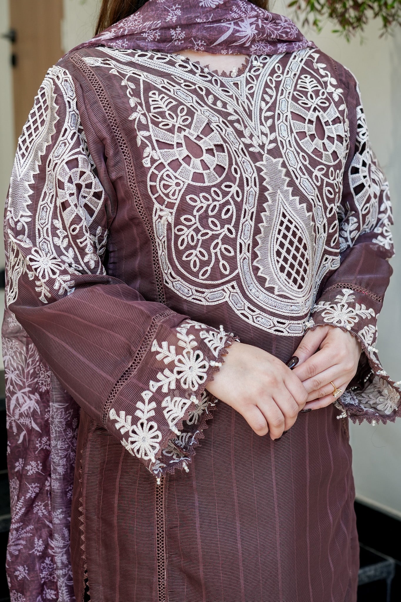 Sabeen Schiffli Embroidered Suit Set