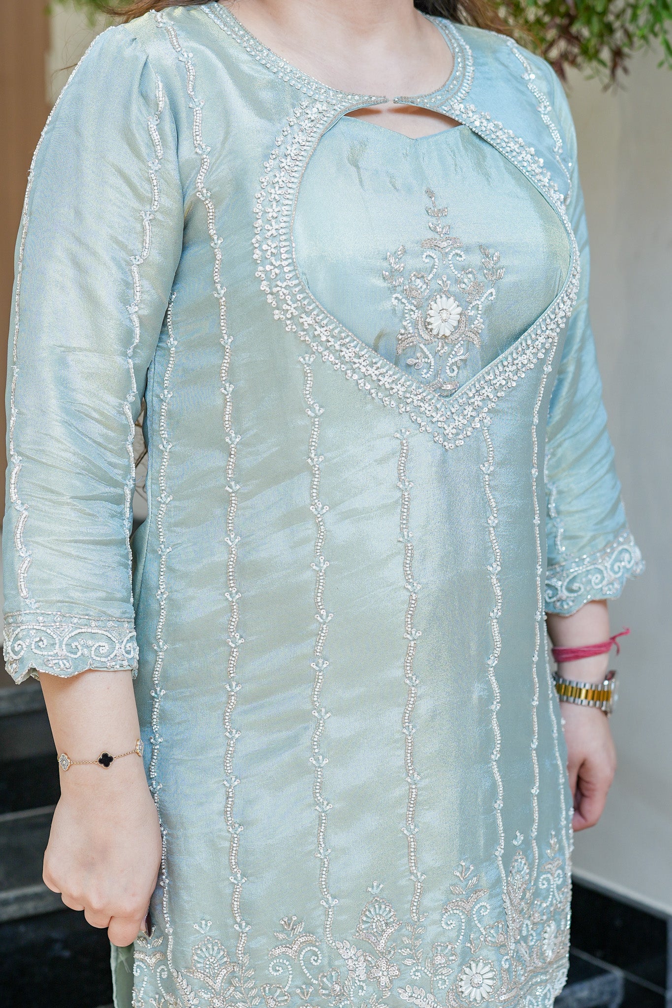 Aiza Embroidered Three Piece Set