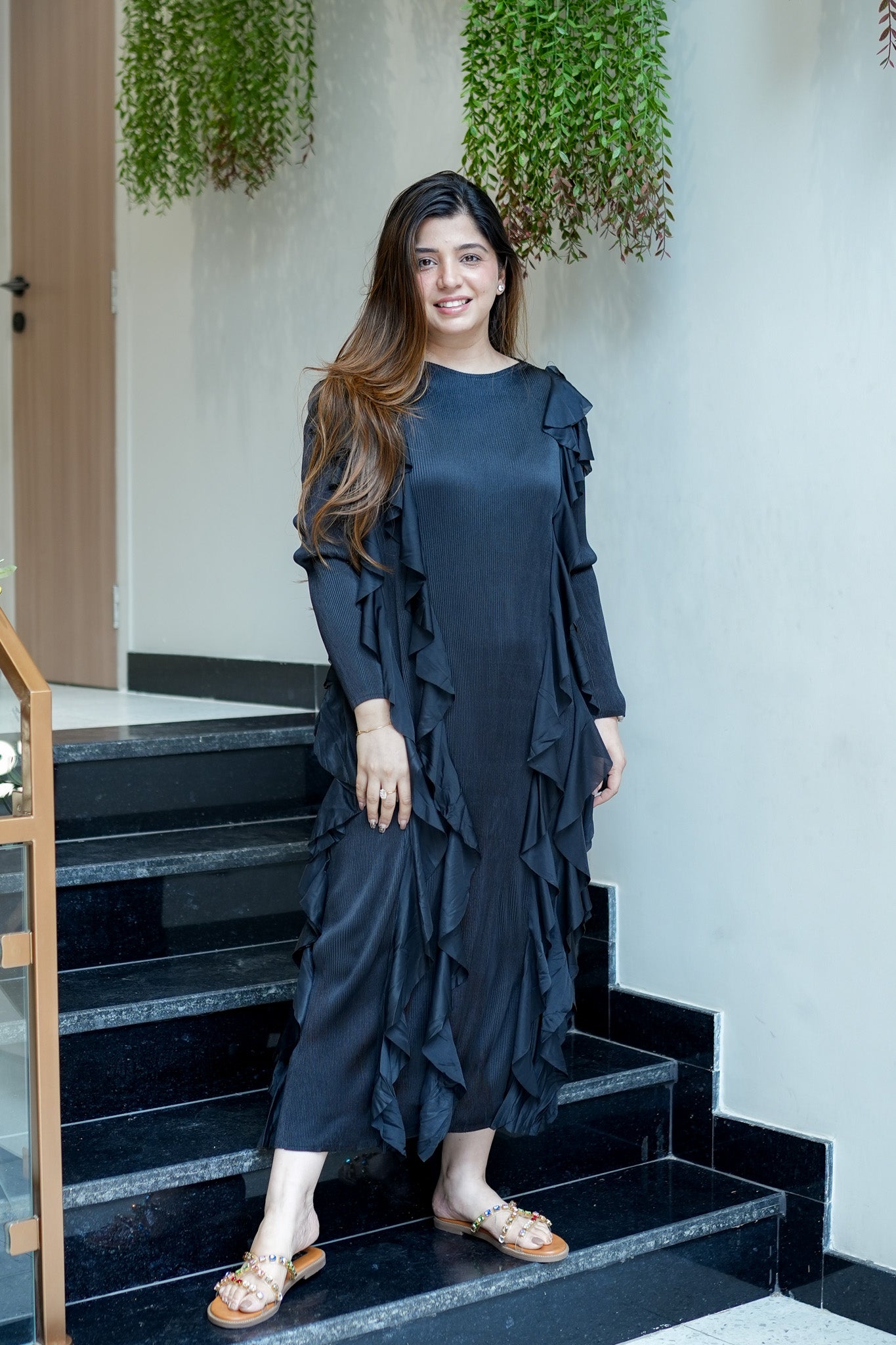 Cleo Pleated Frill Dress