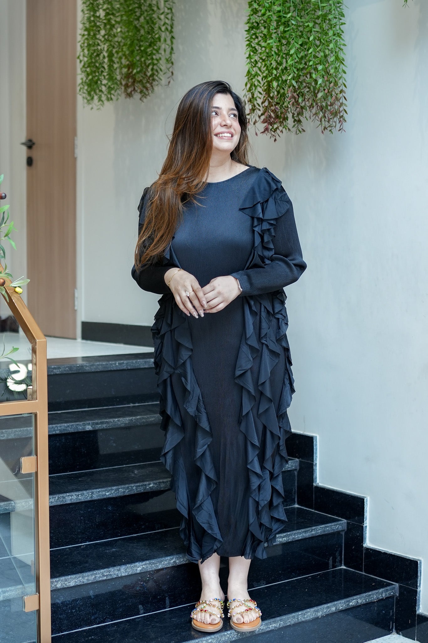 Cleo Pleated Frill Dress