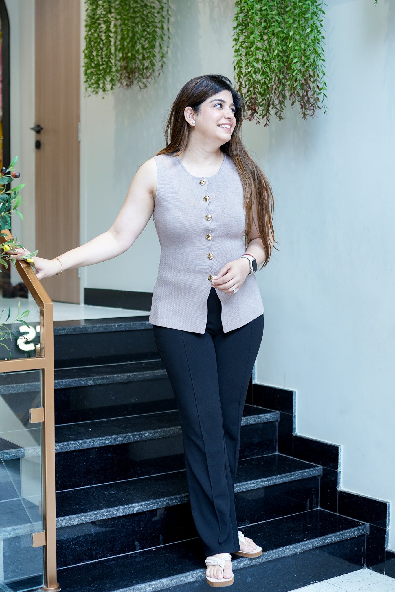 Pixi Button Embellished Vest Top