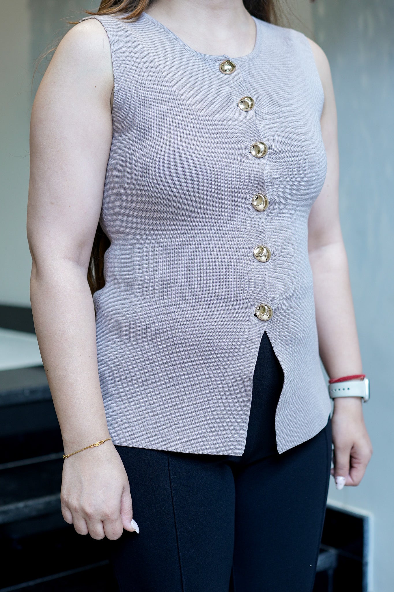 Pixi Button Embellished Vest Top