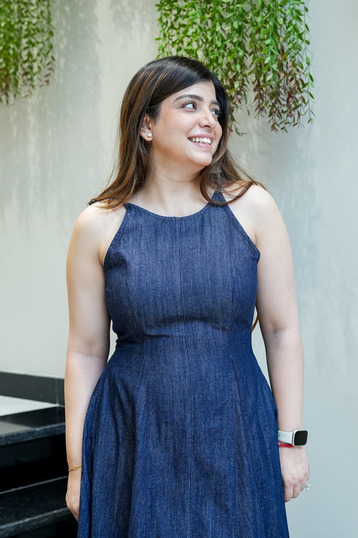 Mila Halter Denim Dress
