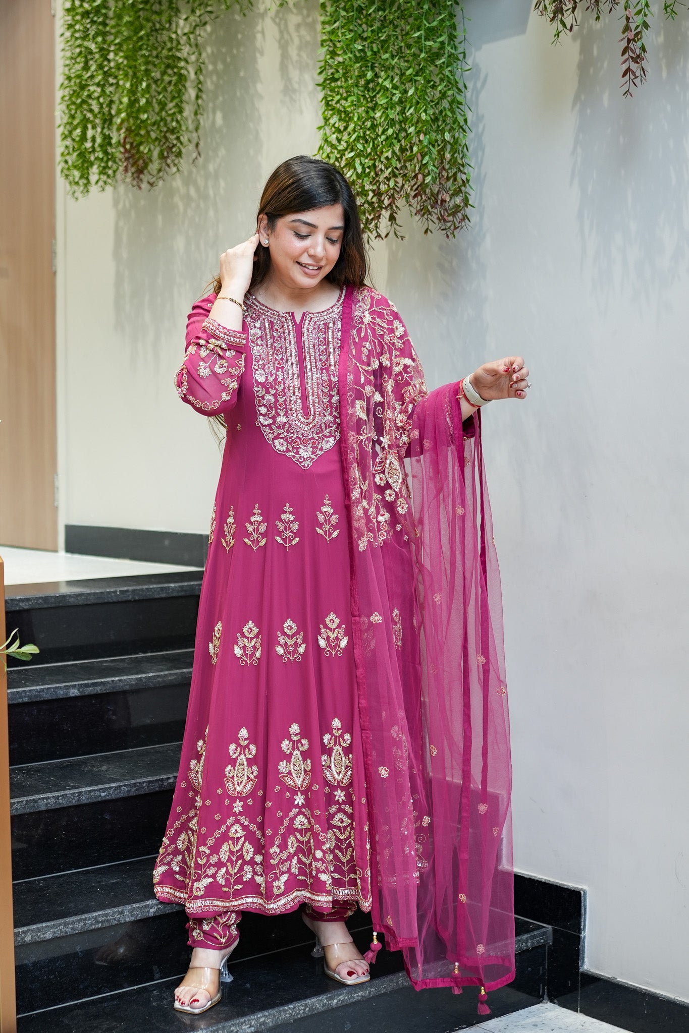 Reva Hand Embroidered Anarkali Set