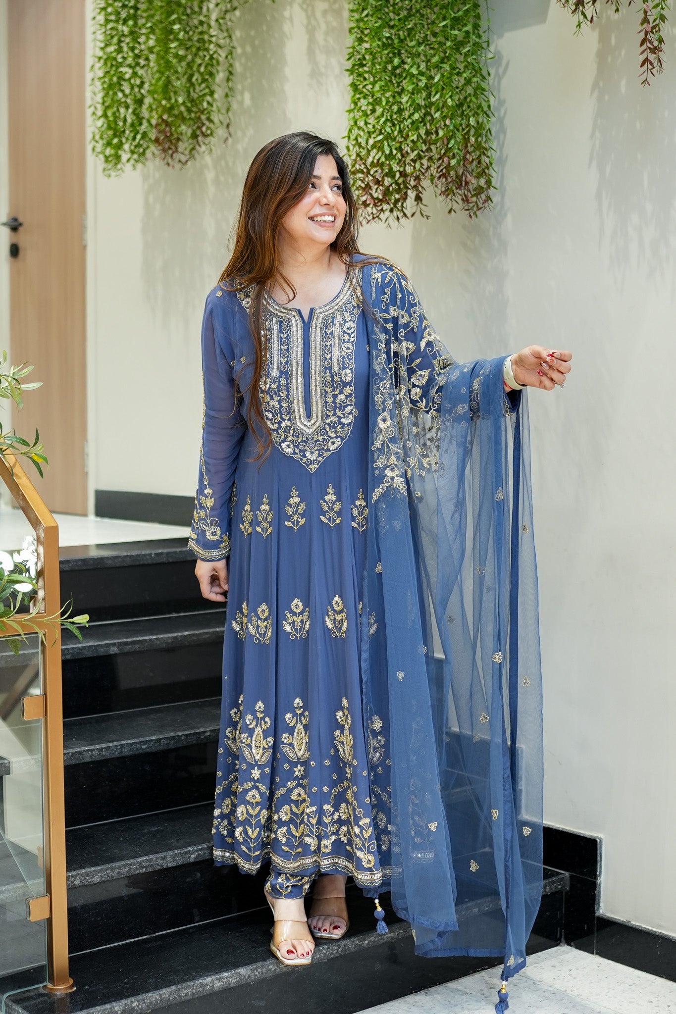 Reva Hand Embroidered Anarkali Set