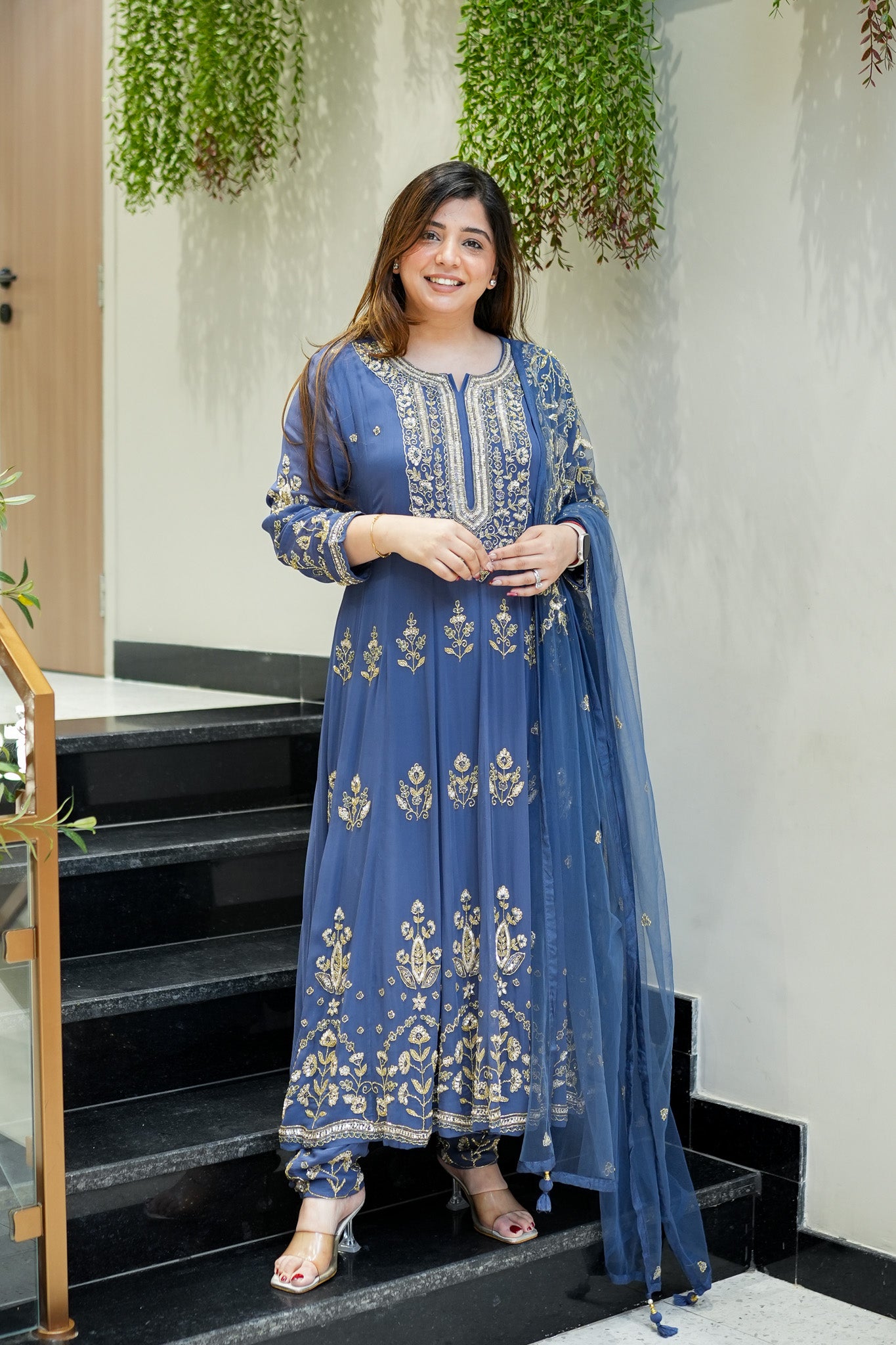 Reva Hand Embroidered Anarkali Set