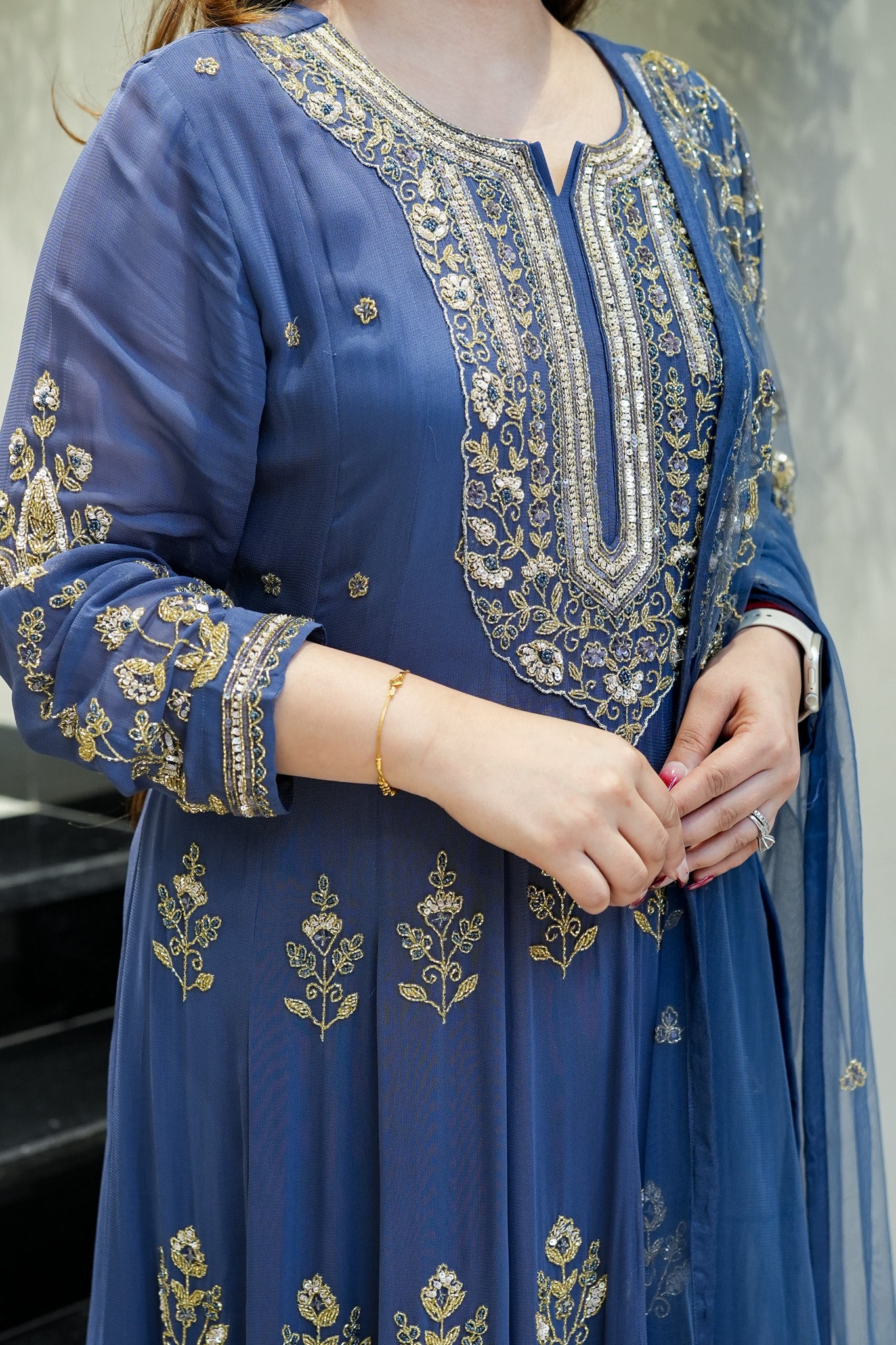 Reva Hand Embroidered Anarkali Set