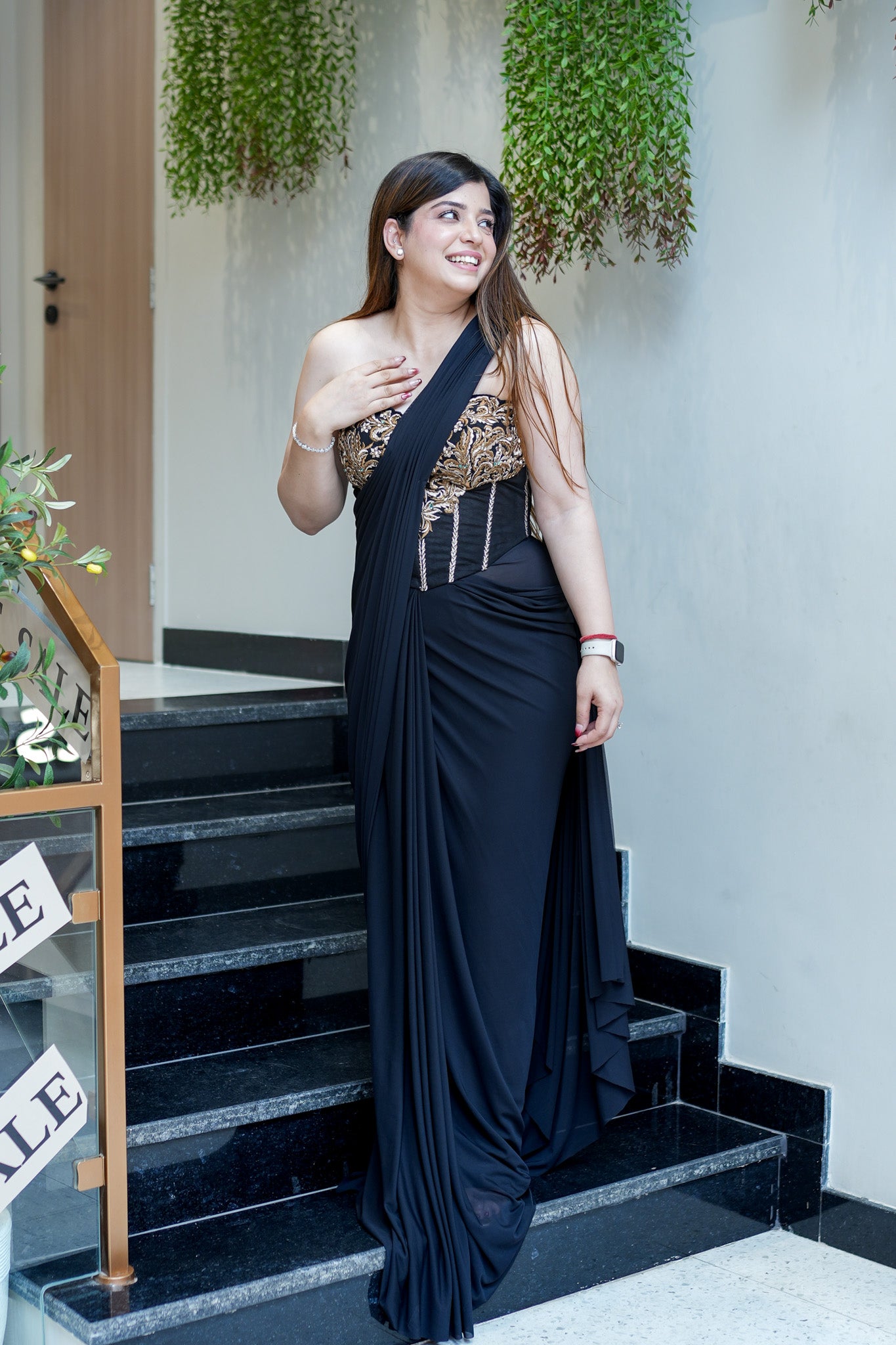 Verahi Black Corset Drape Saree