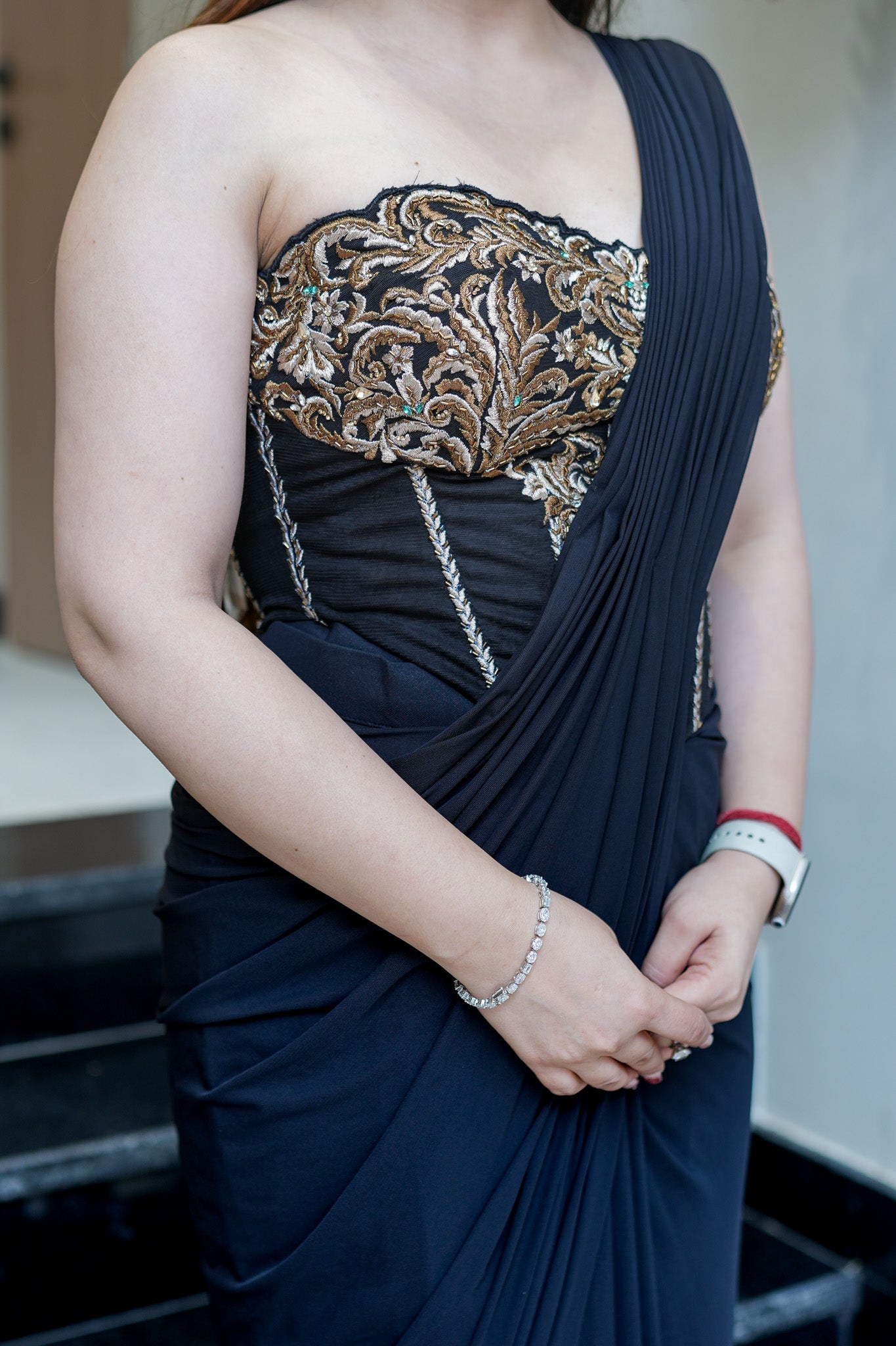 Verahi Black Corset Drape Saree