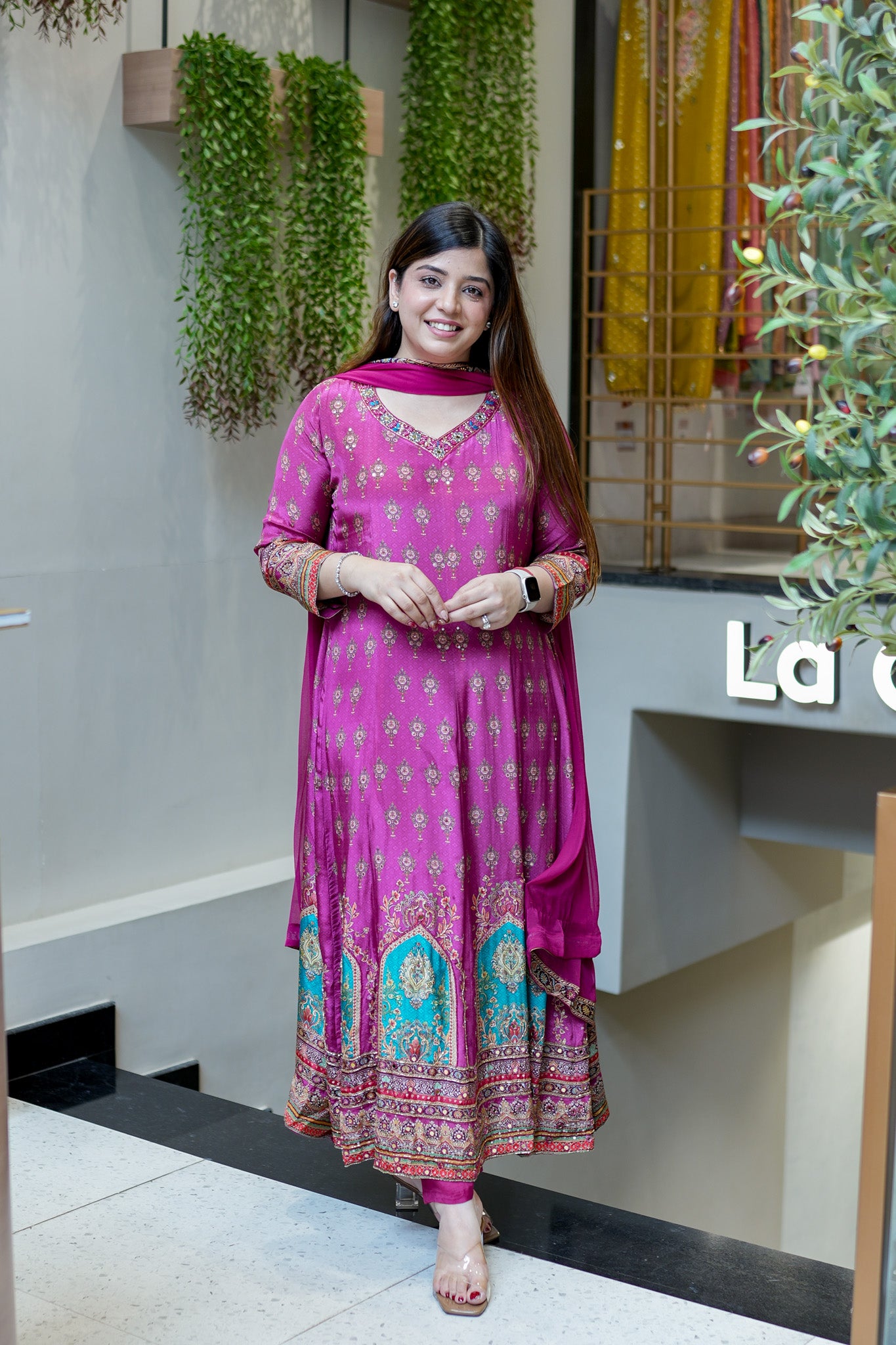 Ryna Digital Print Anarkali Suit Set