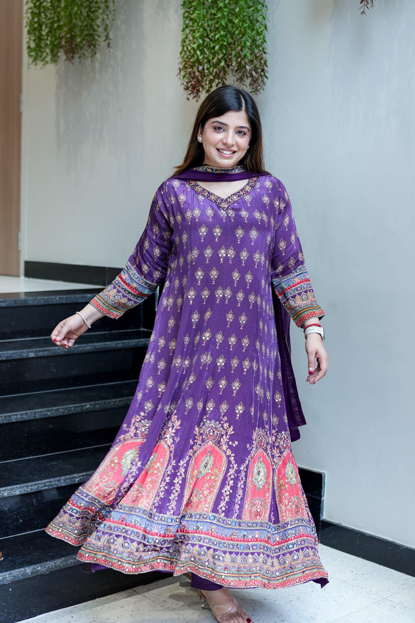 Ryna Digital Print Anarkali Suit Set