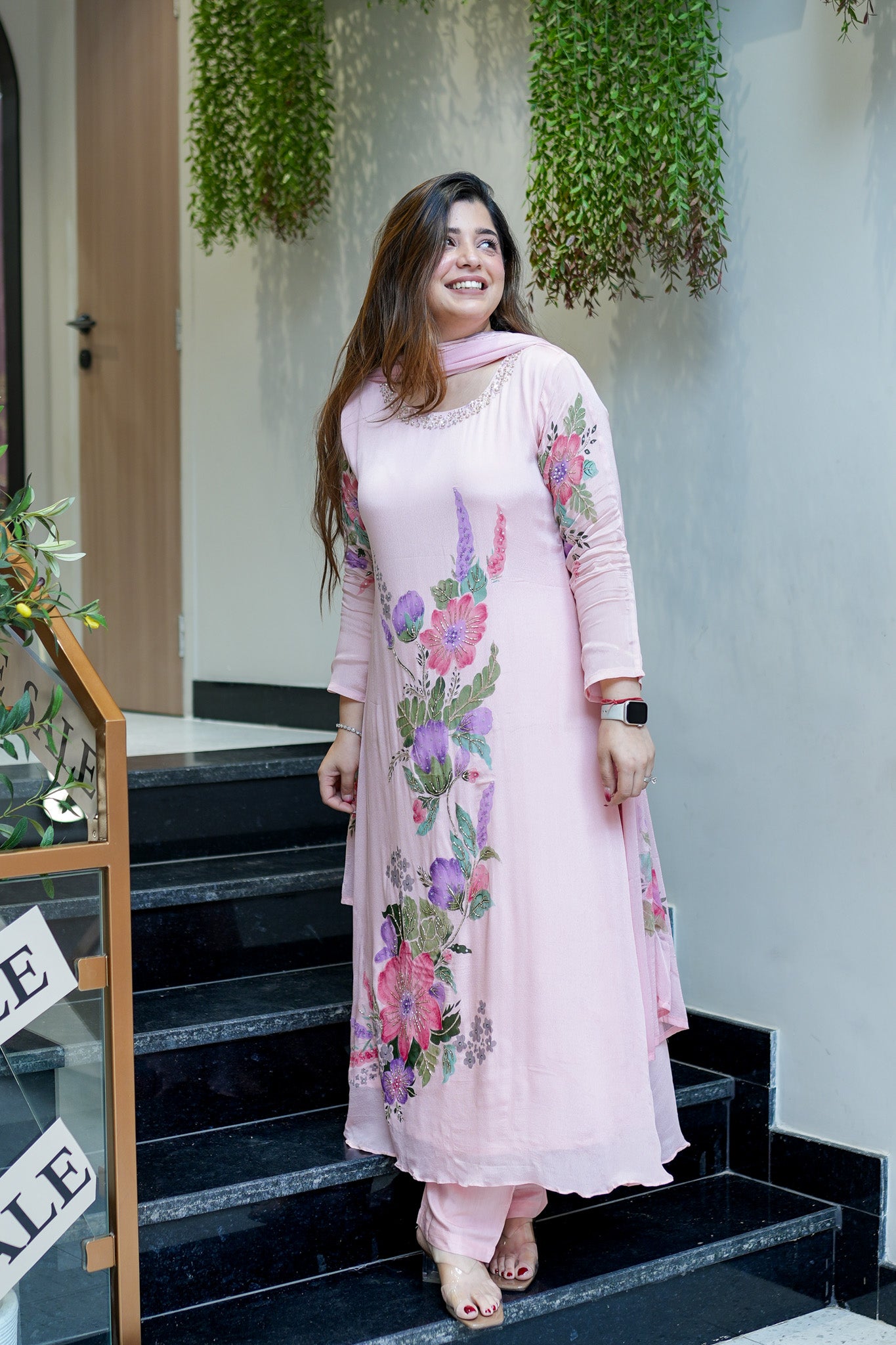 Hania Hand Painted Anarkali Suit Set