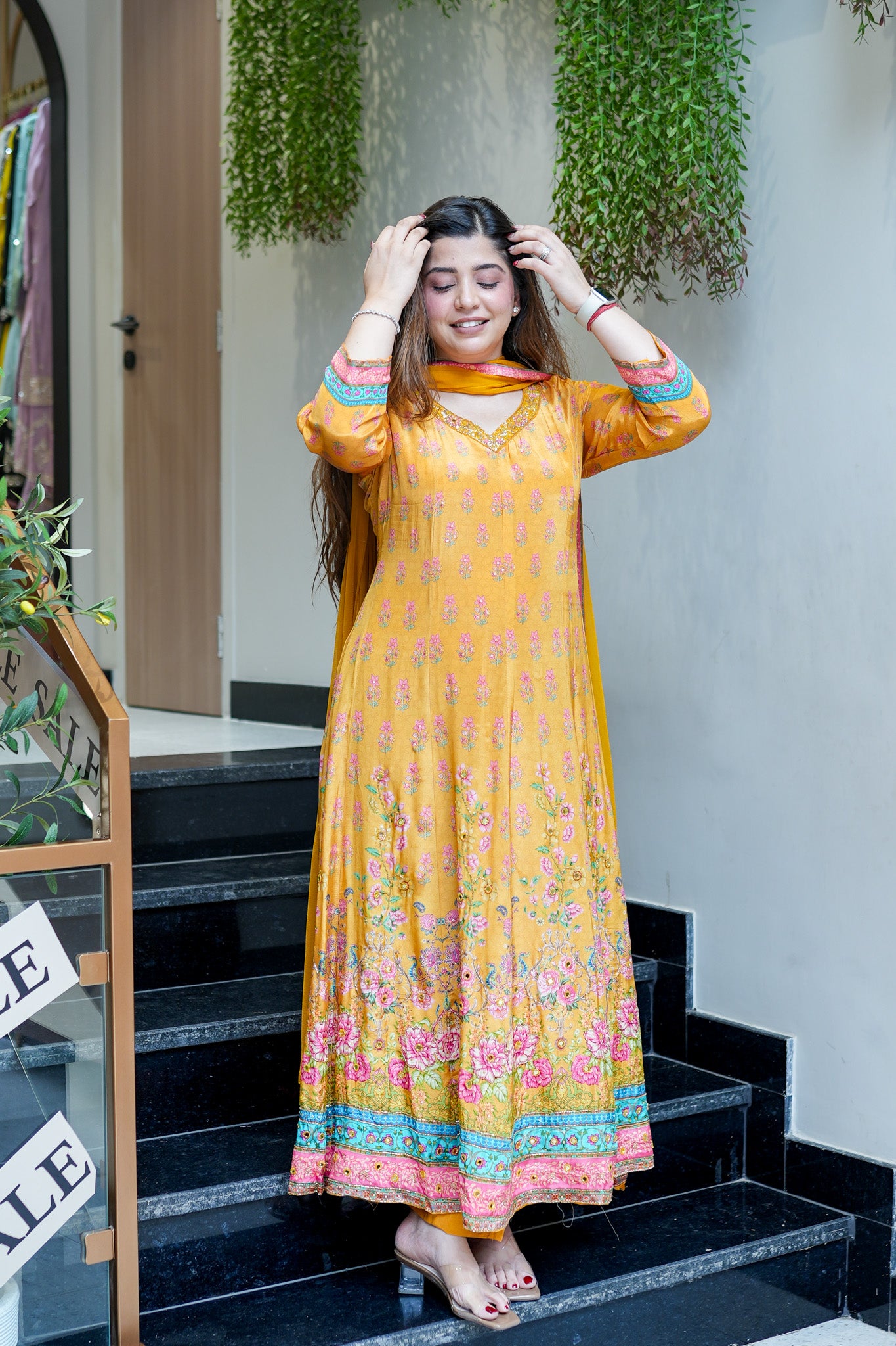 Frizah Digital Print Anarkali Suit Set
