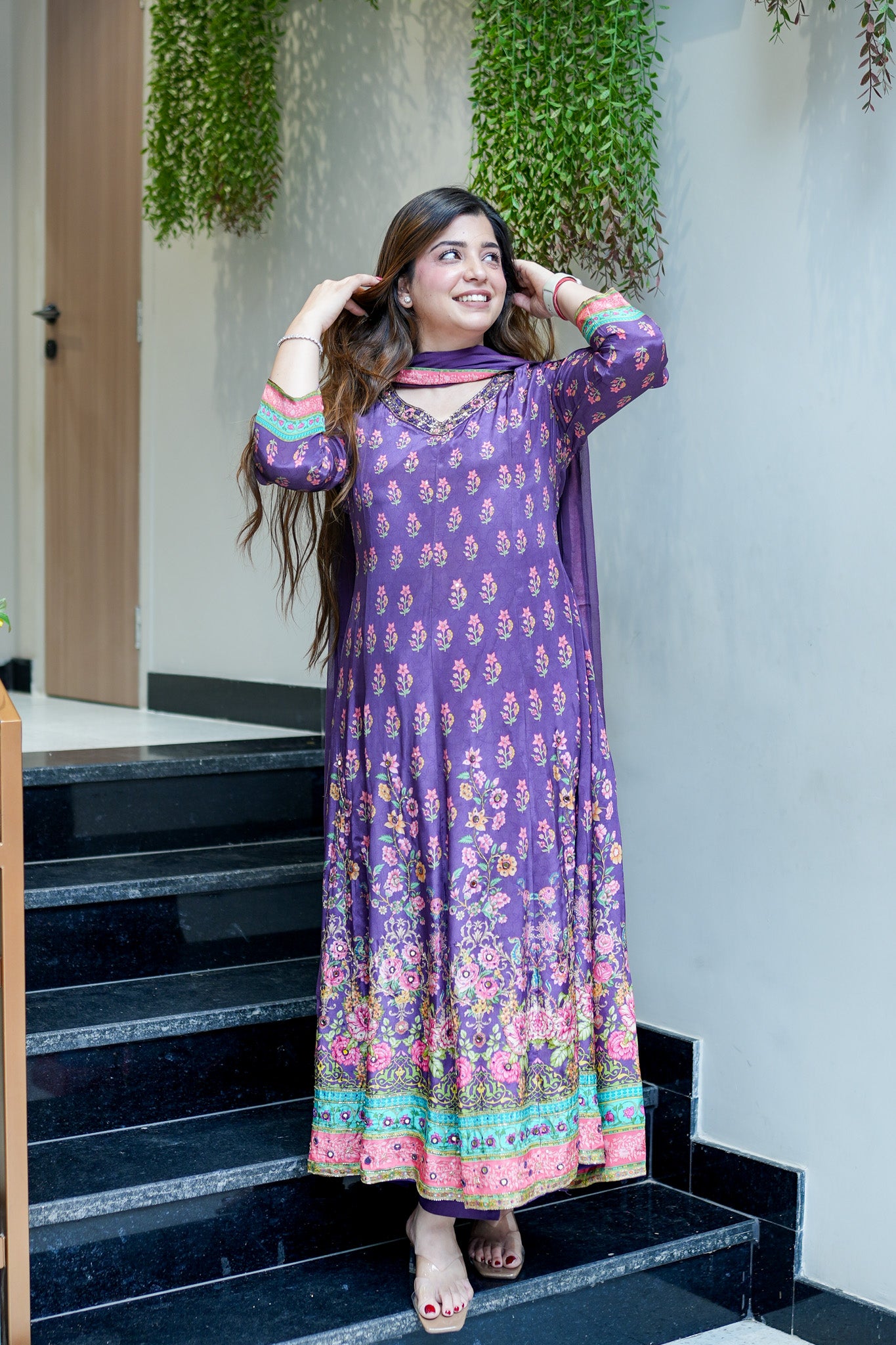 Frizah Digital Print Anarkali Suit Set