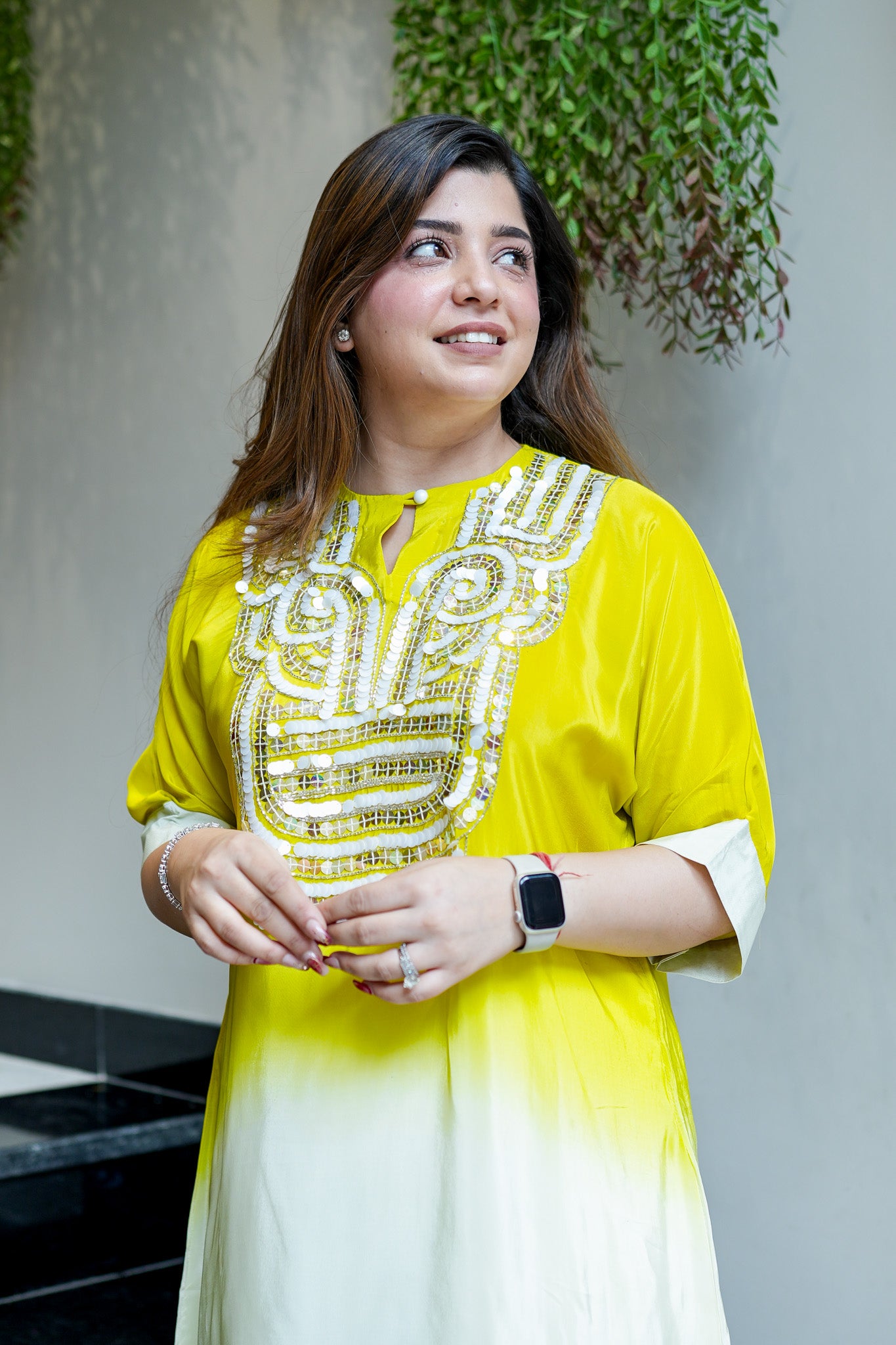 Ziya Yellow Embroidered Co ord Set