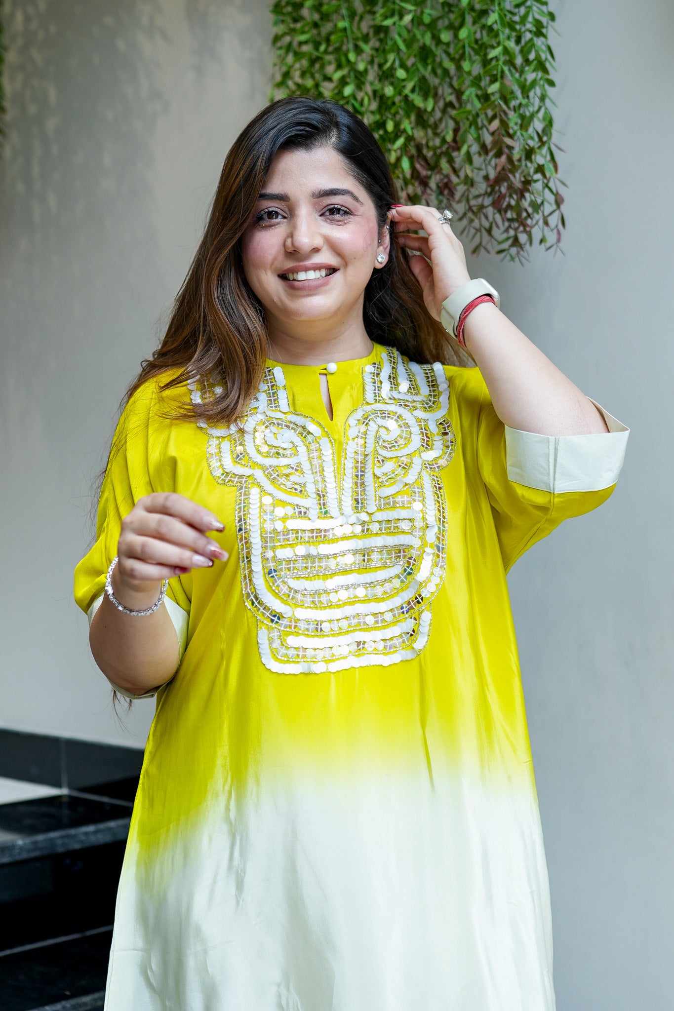 Ziya Yellow Embroidered Co ord Set