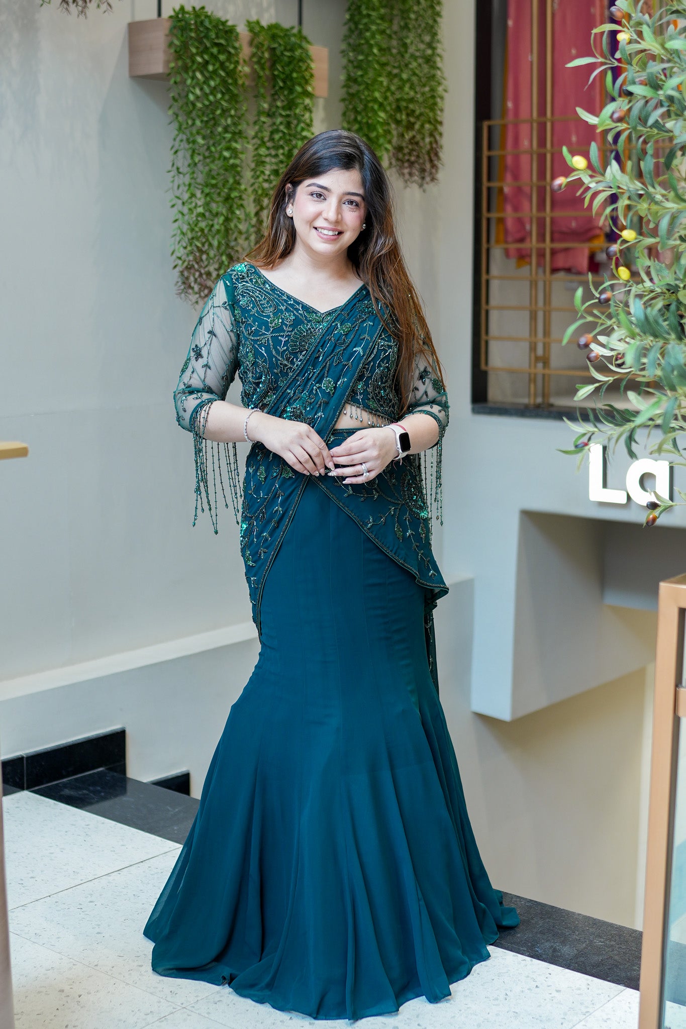 Vinisa Green Drape Saree