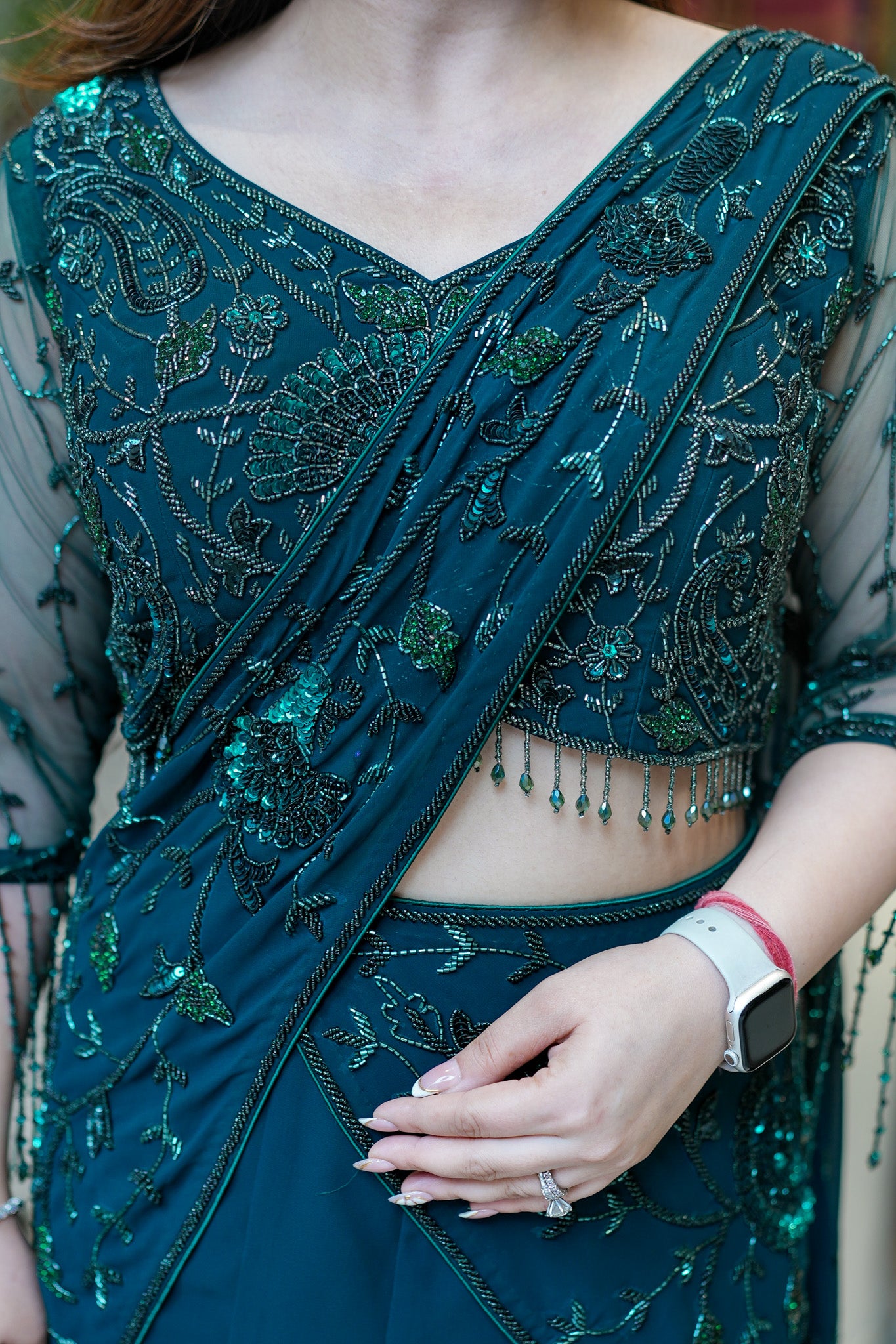 Vinisa Green Drape Saree
