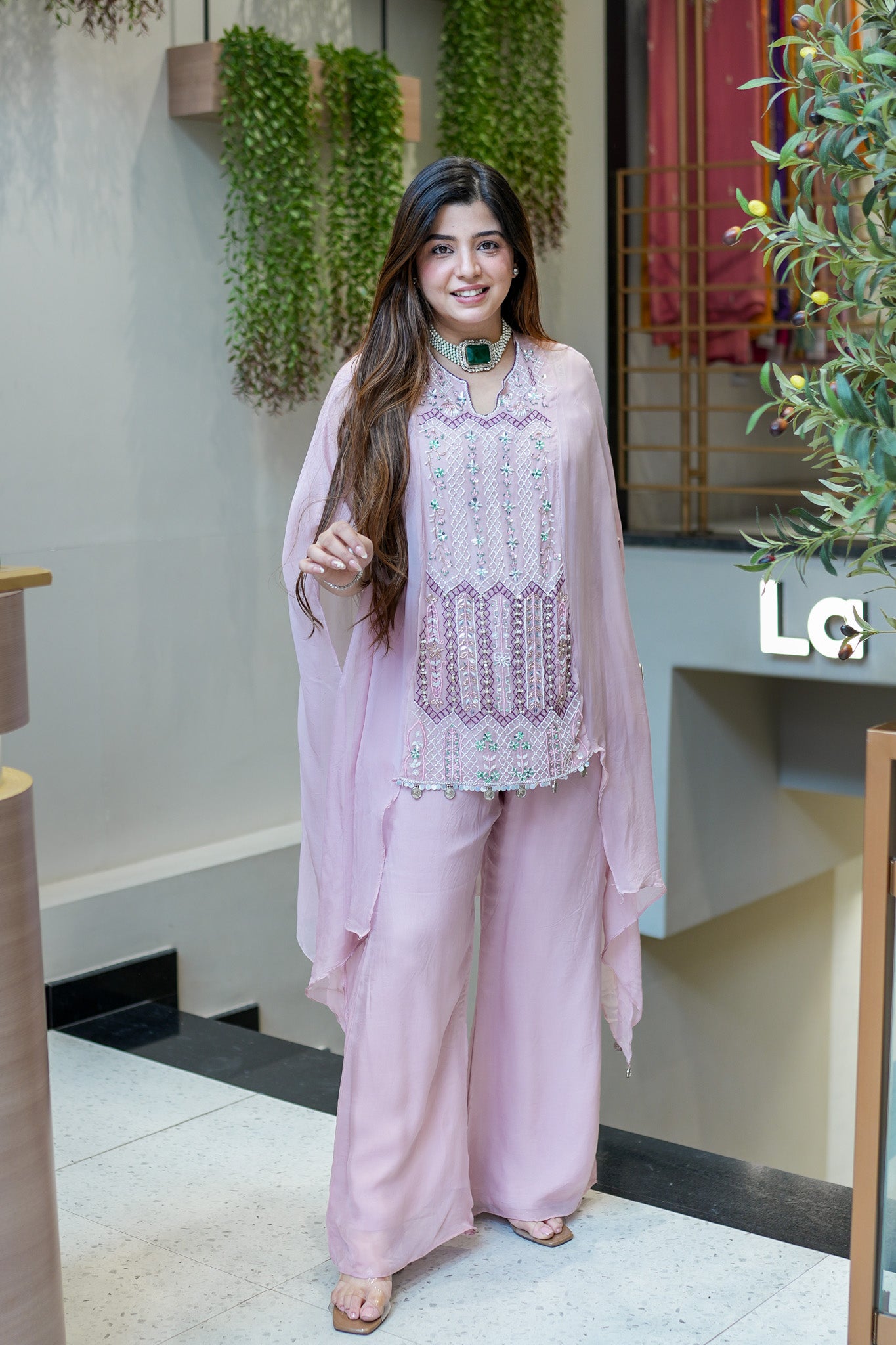 Vrinda Hand Embroidered Three Piece Set