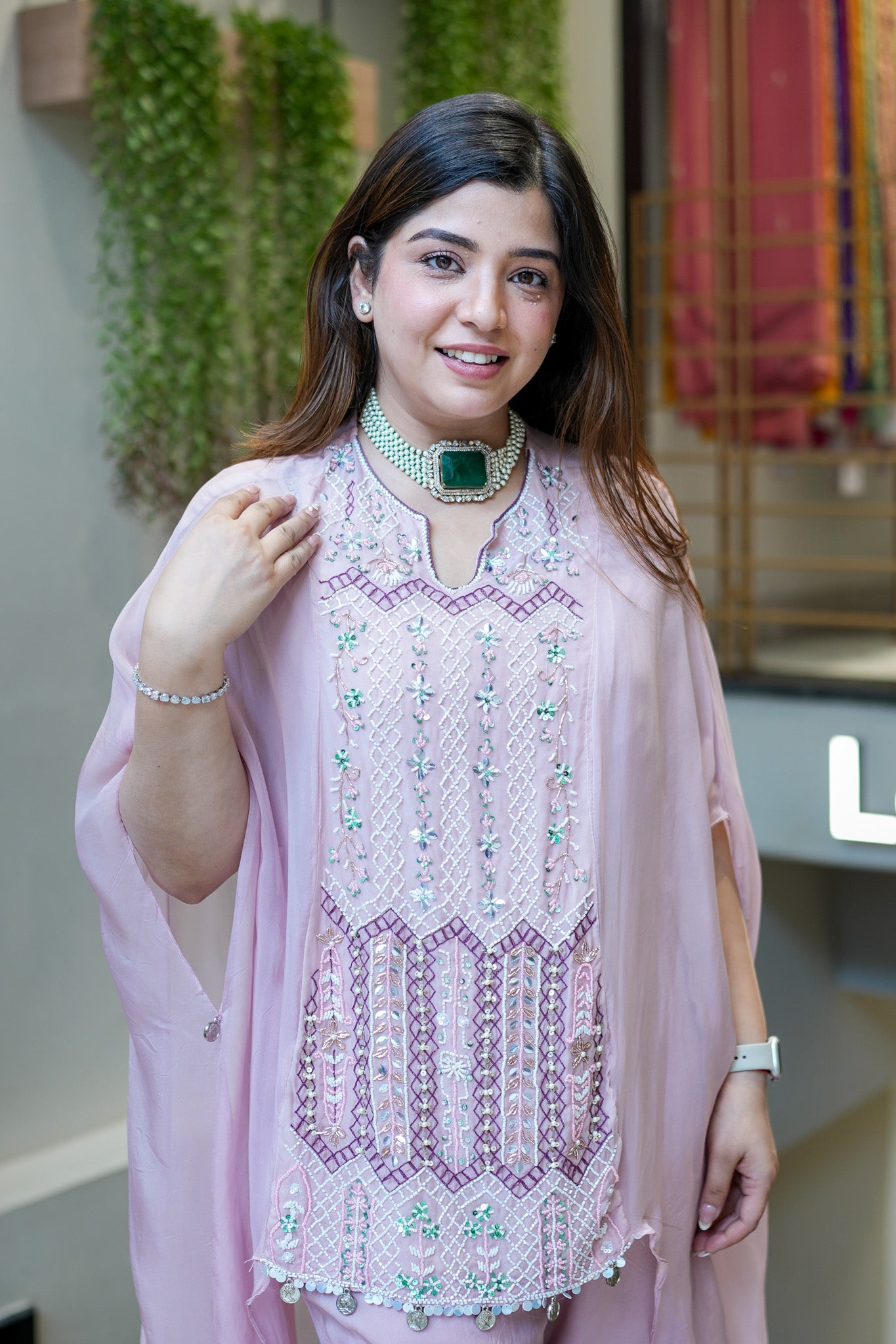 Vrinda Hand Embroidered Three Piece Set