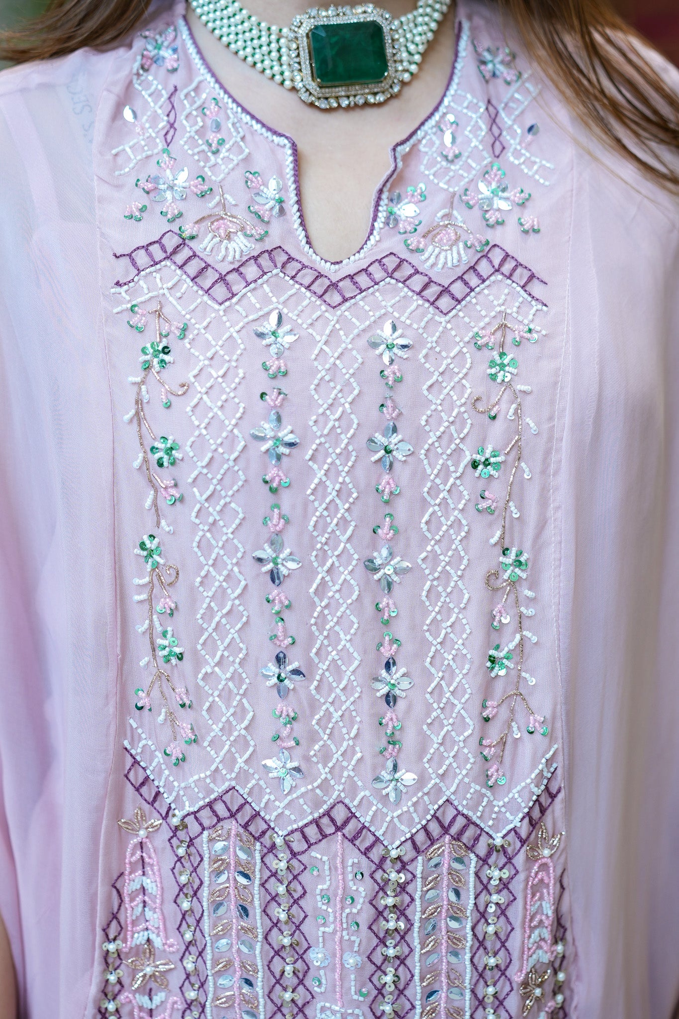 Vrinda Hand Embroidered Three Piece Set