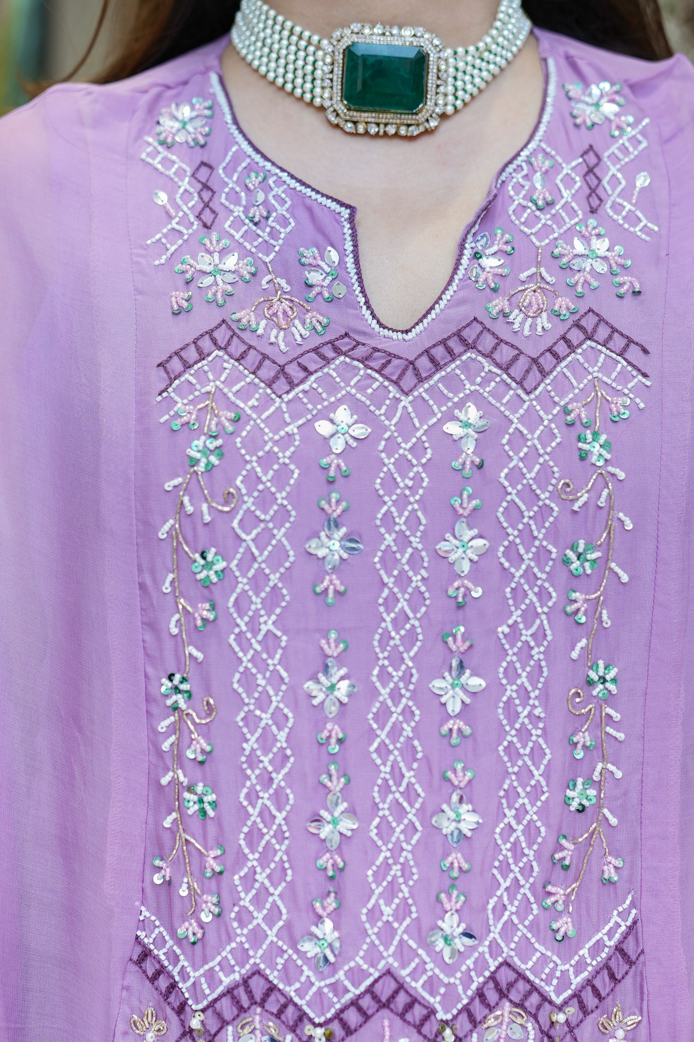 Vrinda Hand Embroidered Three Piece Set