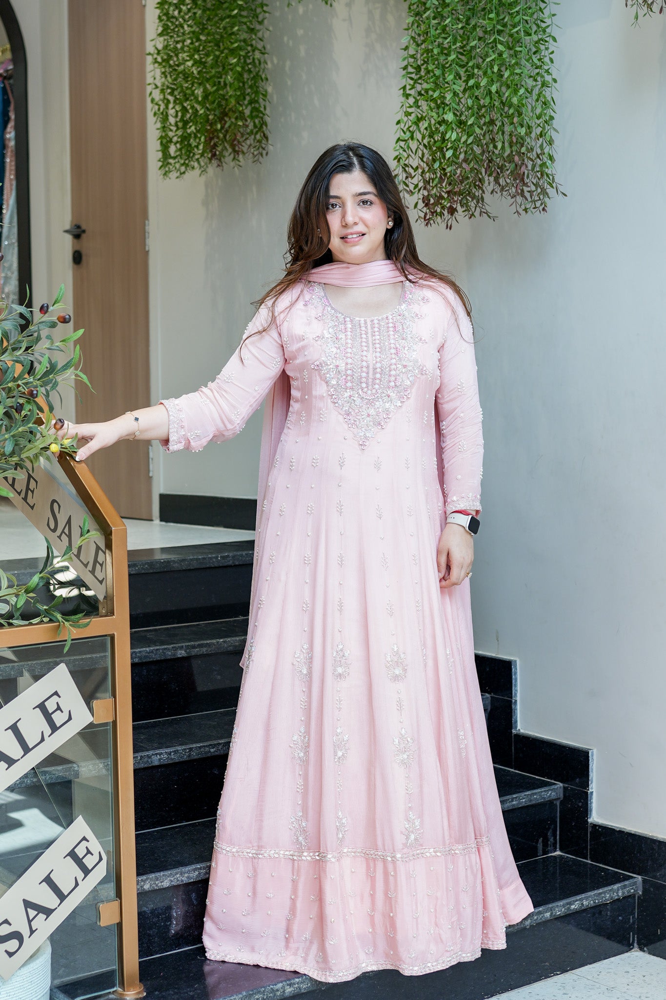 Afsana Pink Embroidered Anarkali