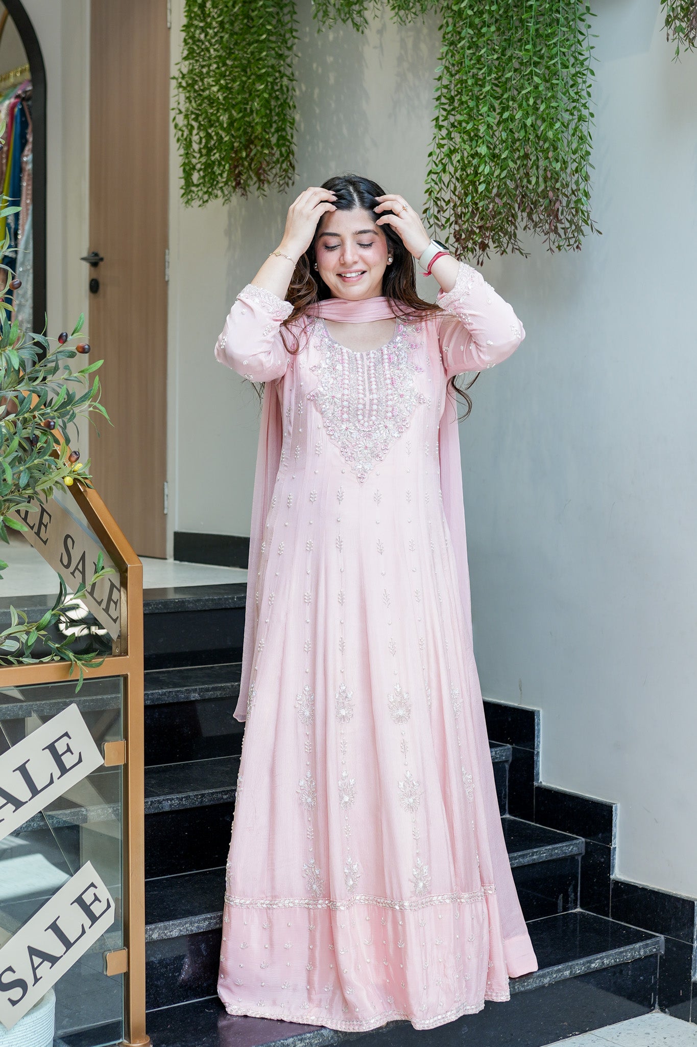 Afsana Pink Embroidered Anarkali
