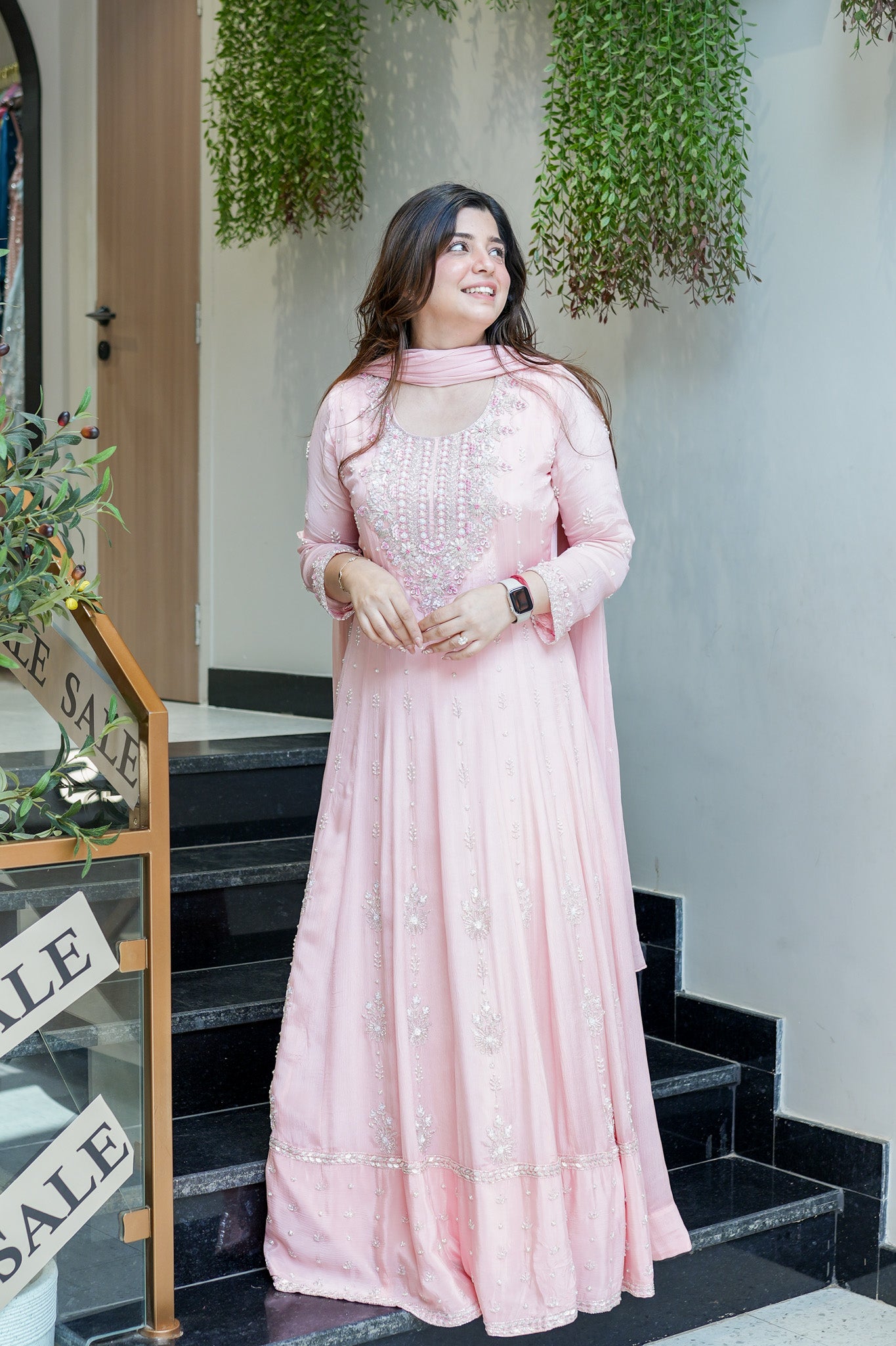 Afsana Pink Embroidered Anarkali